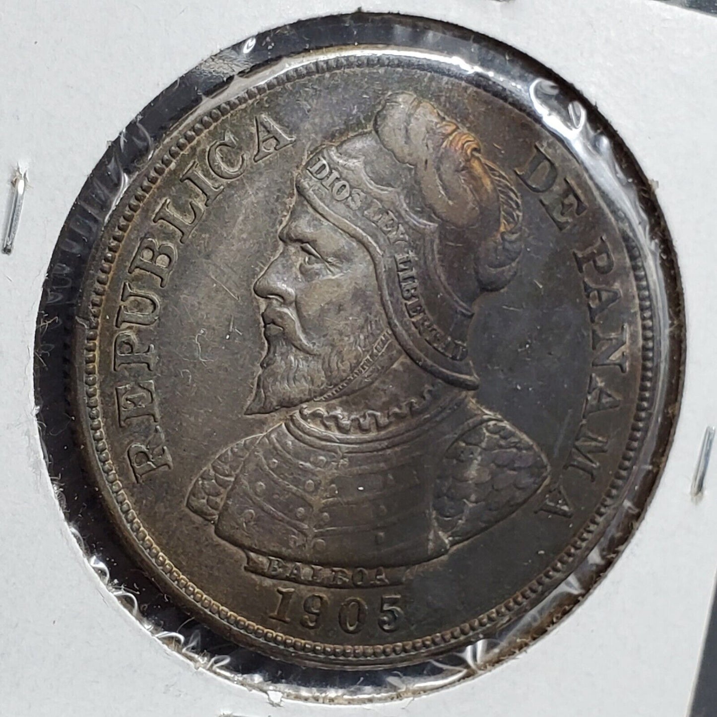 1905 Panama Silver 50 Cincuenta Fifty Centesimos Silver Coin VF Semi Key Date