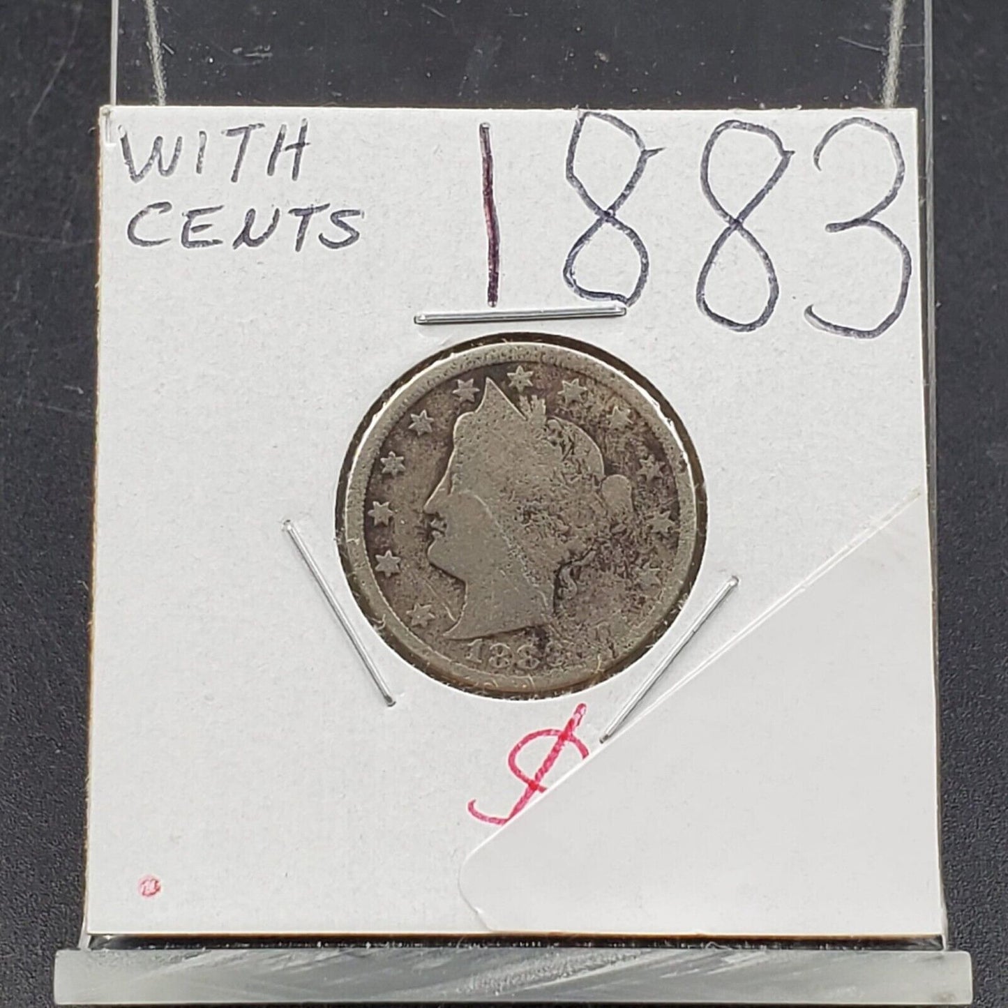 1883 With Cents Liberty V Nickel Variety Coin AG About Good Circ