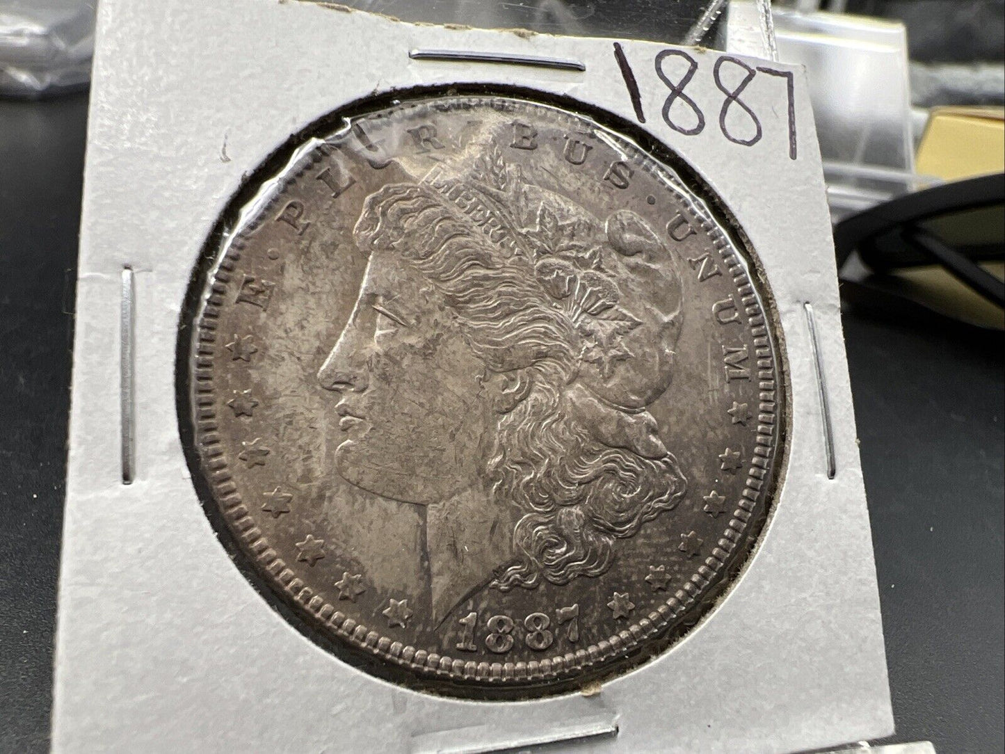1887 P $1 Morgan Silver Dollar Coin BU UNC Neat Original Toning Toner