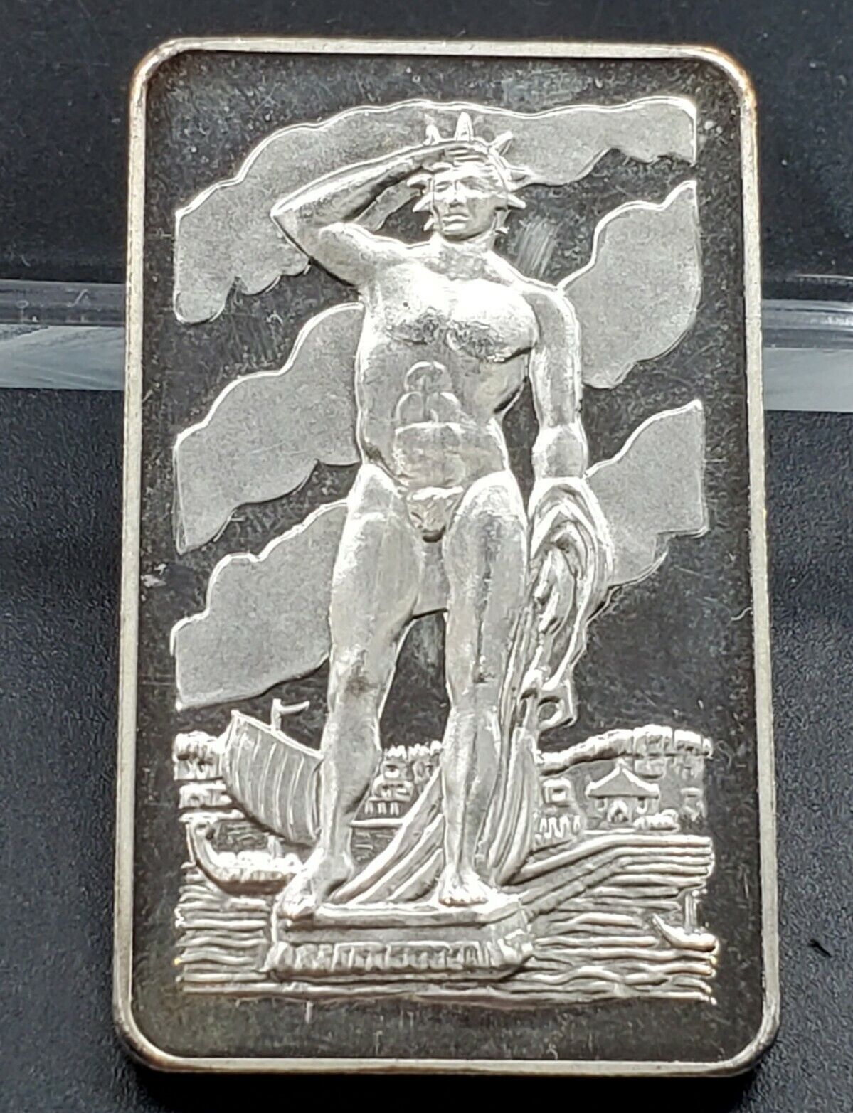 The Colossus of Rhodes 1 Troy Ounce .999 Pure Silver Art Bar 4000 Mintage