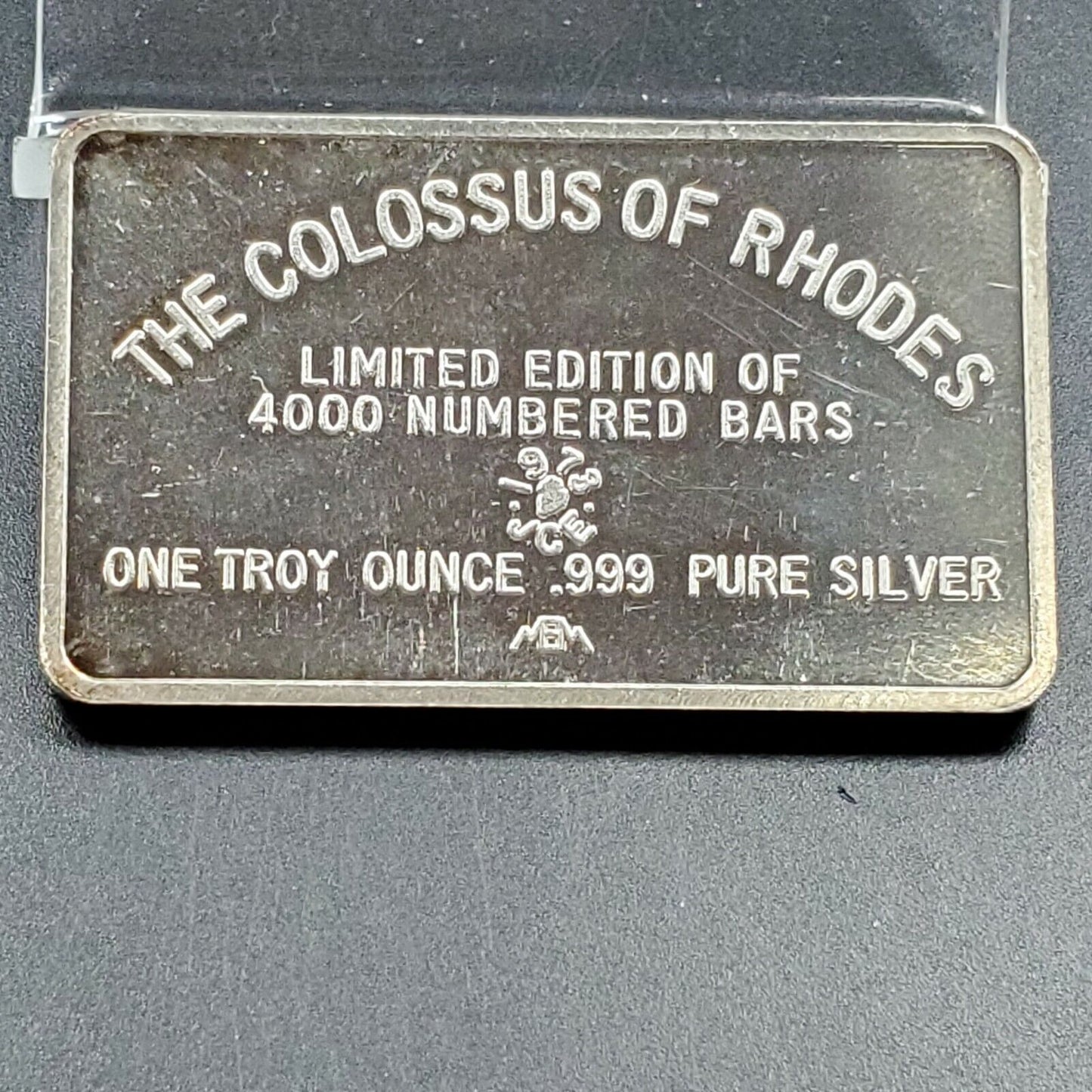 The Colossus of Rhodes 1 Troy Ounce .999 Pure Silver Art Bar 4000 Mintage