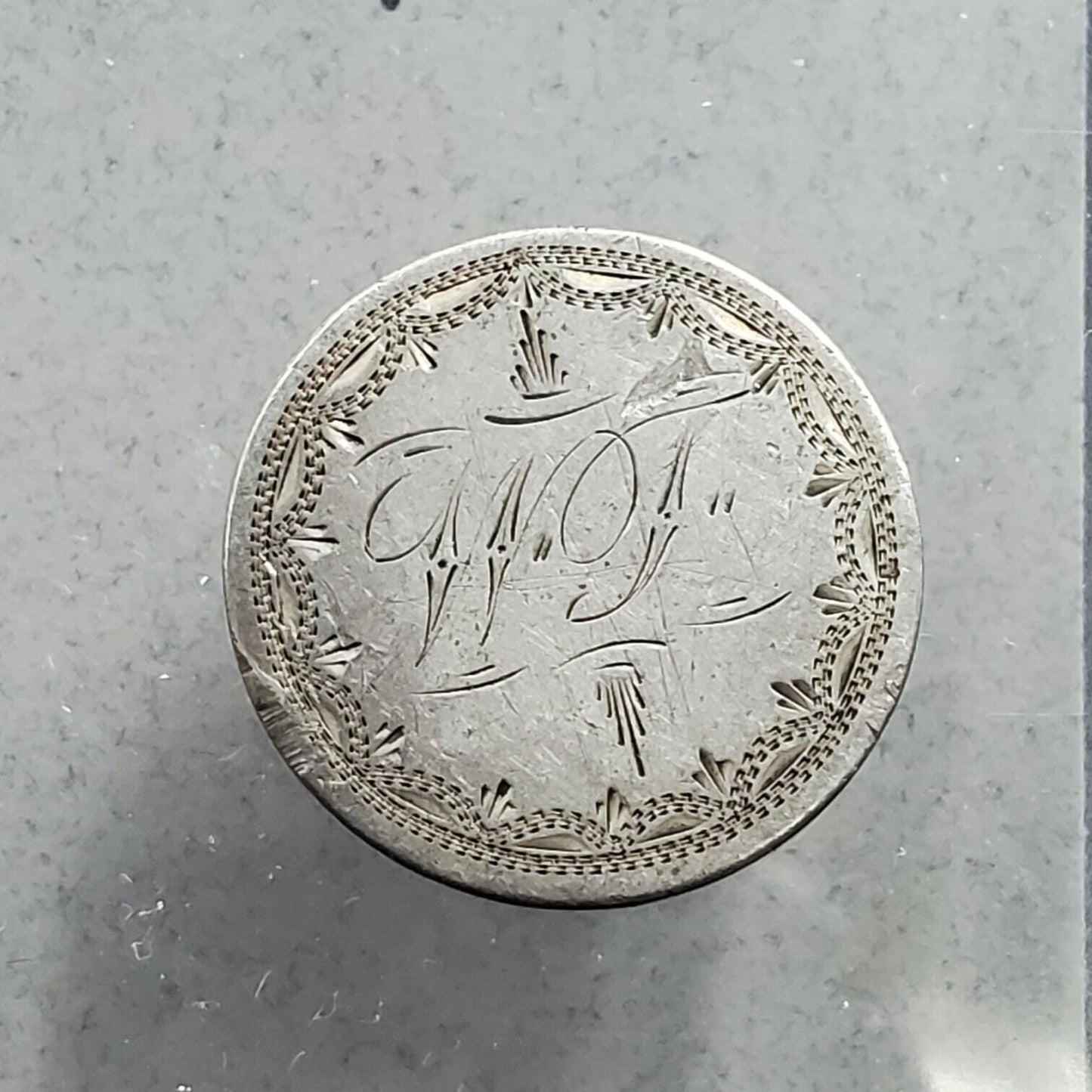 1837 Capped Bust Dime Engraved Love Token Pendant WT W.T Initials Logo