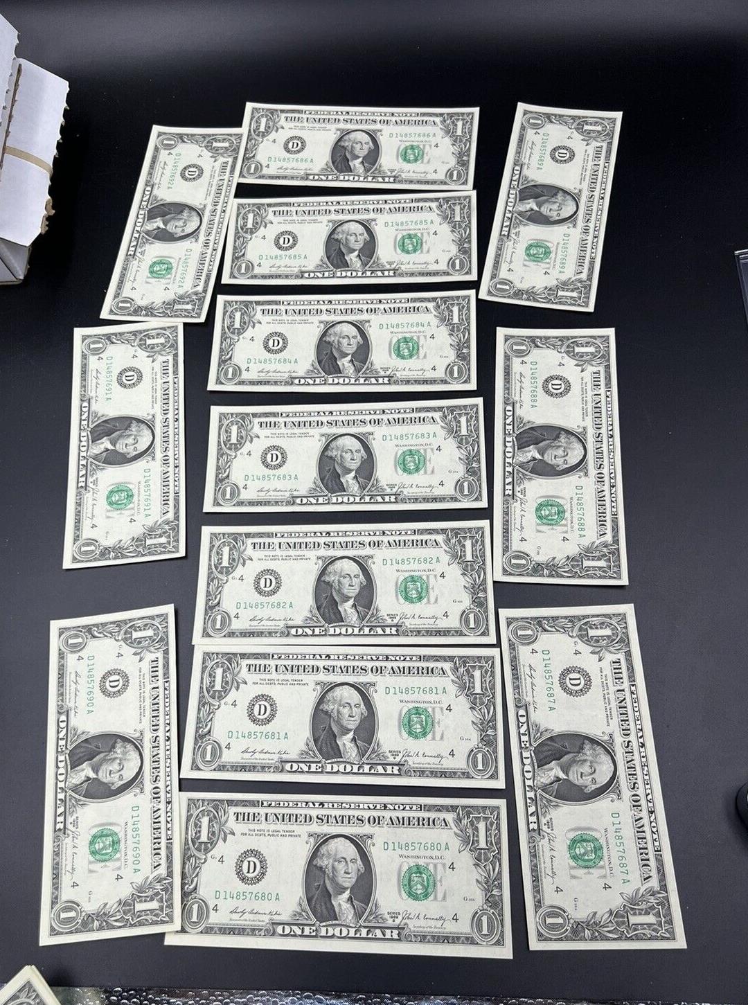 30 Consecutive Note Lot 1969 B $1 FRN Federal Reserve US Currency Bills CH UNC