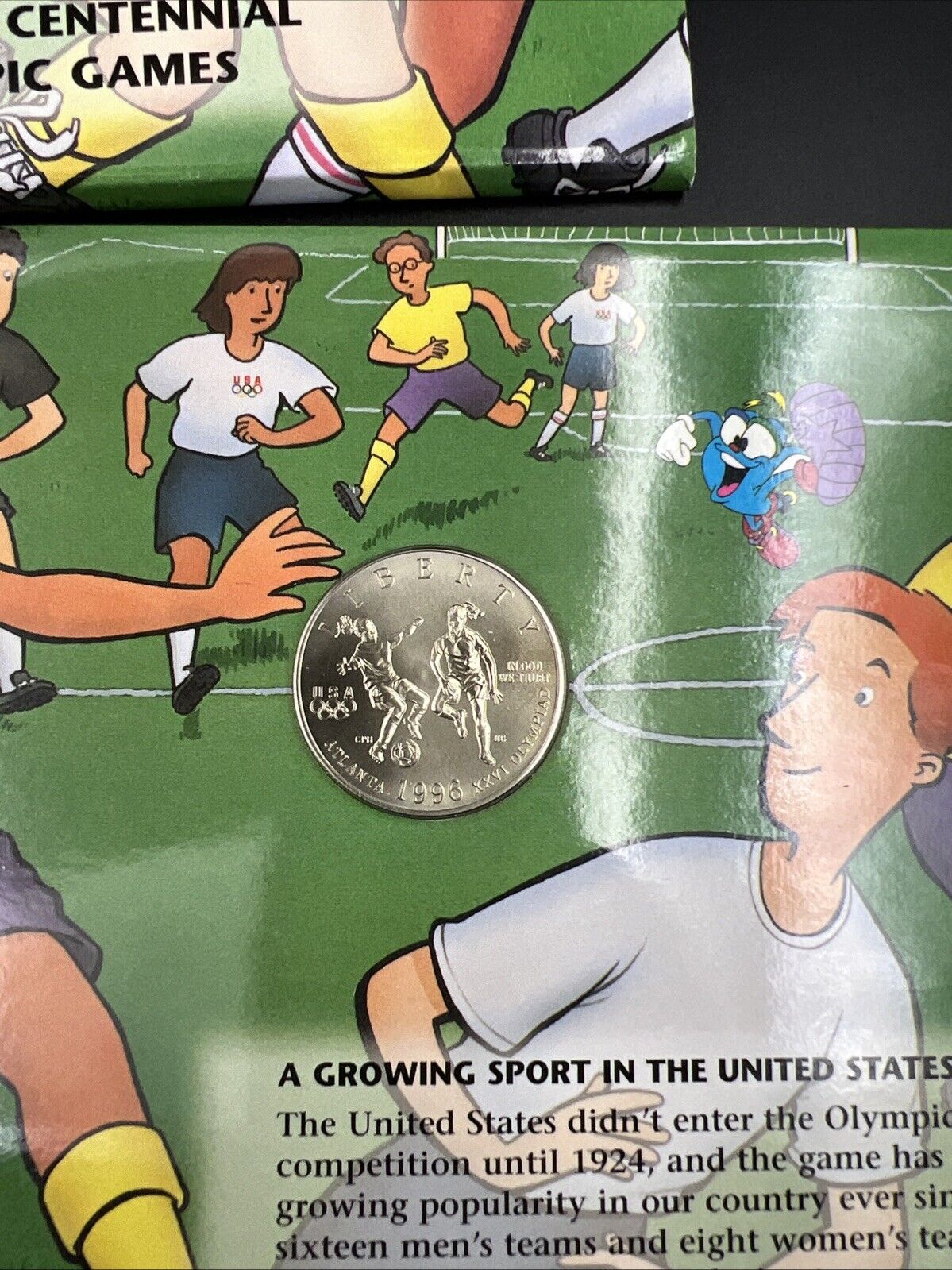 1996 Olympic Soccer Coin Atlanta Half Dollar Young Collector’s Edition OGP
