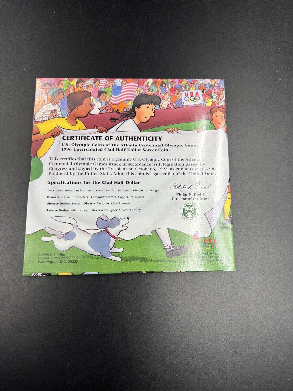 1996 Olympic Soccer Coin Atlanta Half Dollar Young Collector’s Edition OGP