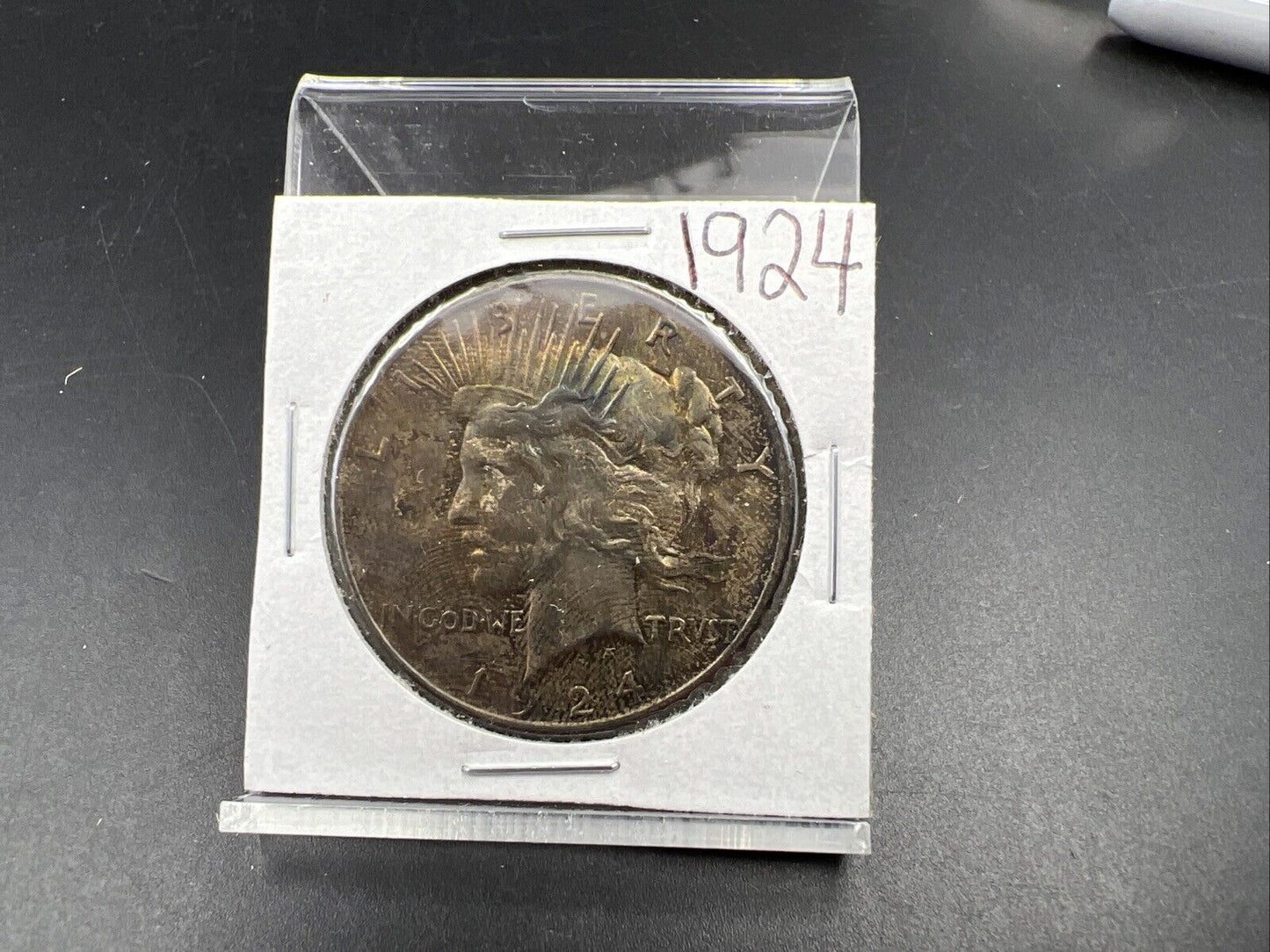 1924 P $1 Peace Silver Dollar Coin Choice EF XF Blue Hair Toning OBV