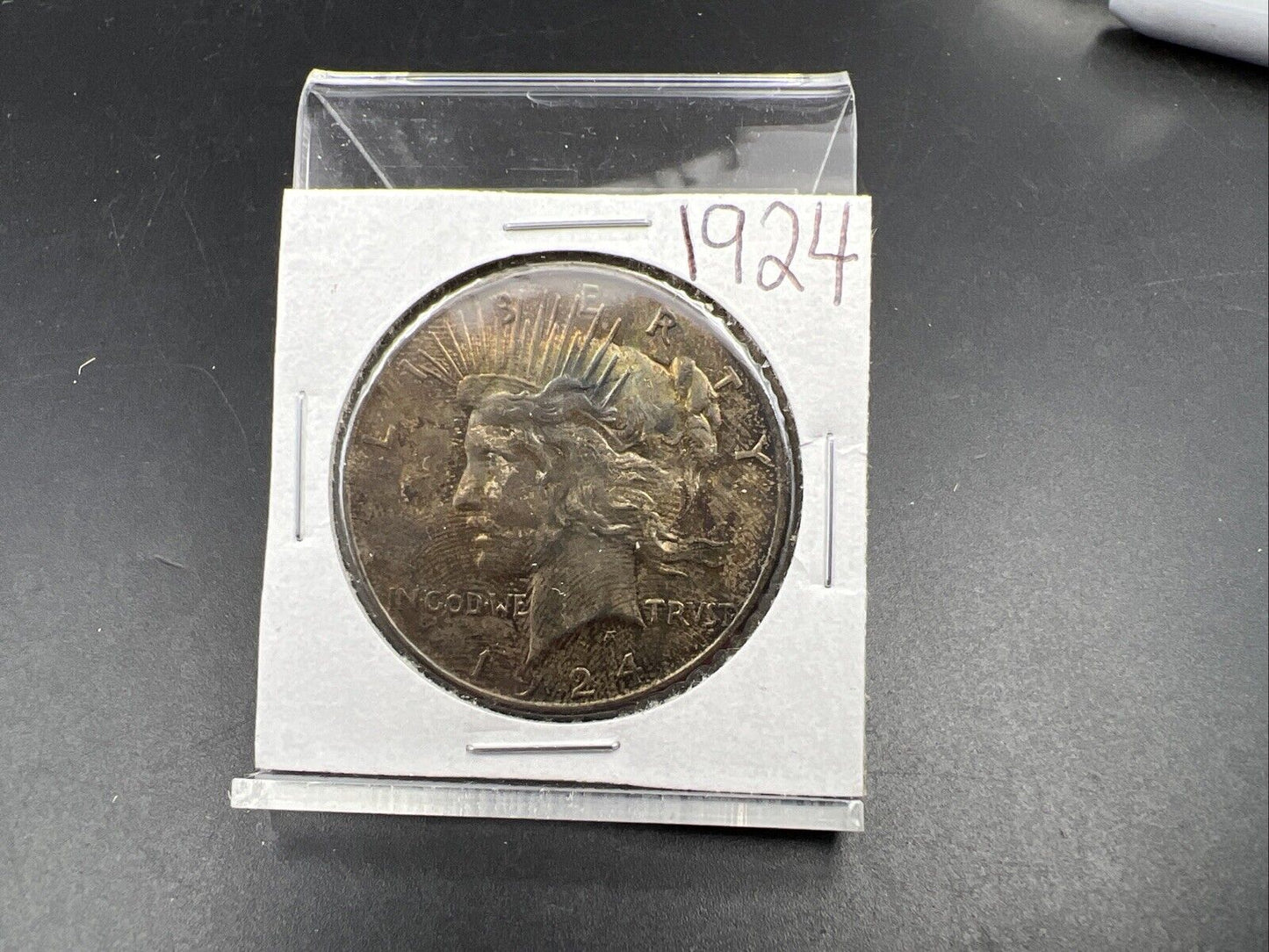 1924 P $1 Peace Silver Dollar Coin Choice EF XF Blue Hair Toning OBV
