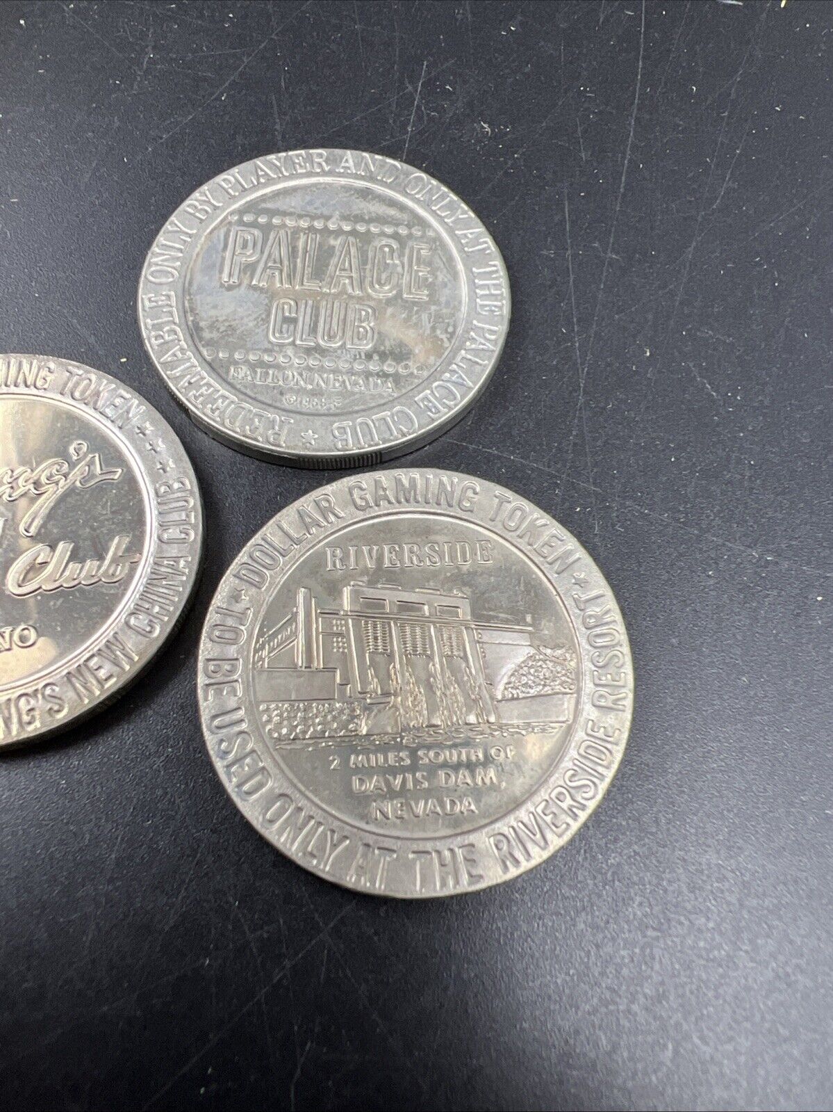 Lot of 3 Specimine / Proof Strike Casino Tokens Fong's Palace Club Riverside