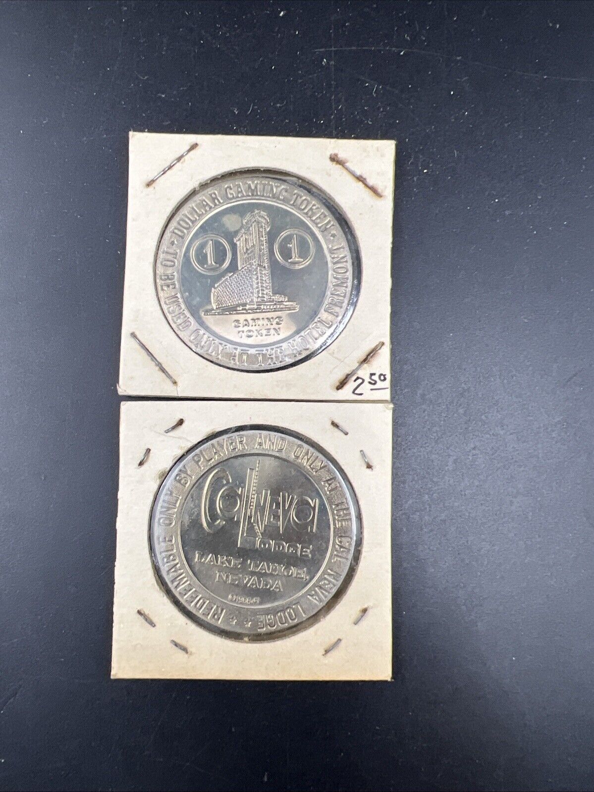 Lot of 2 Specimine Proof Strike Casino Tokens Hotel Fremont & CalNeva Lodge