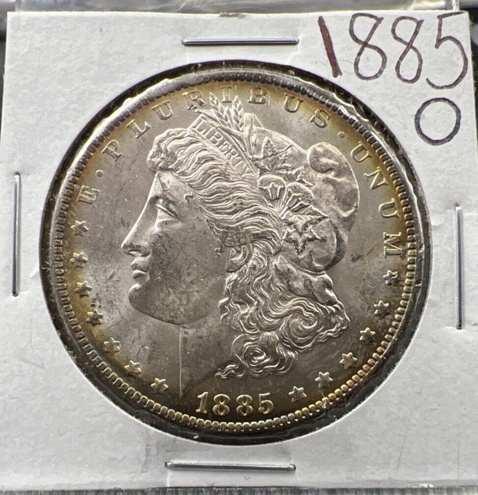 1885 O $1 Morgan Silver Dollar Coin Choice BU UNC Nice Toning Toner