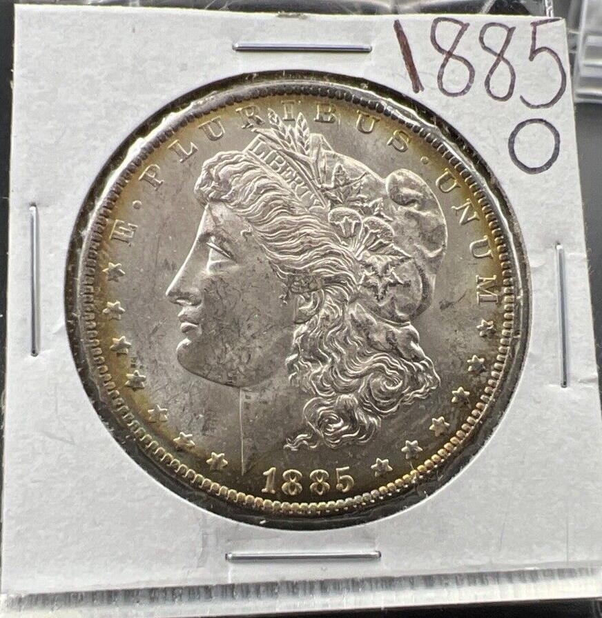 1885 O $1 Morgan Silver Dollar Coin Choice BU UNC Nice Toning Toner