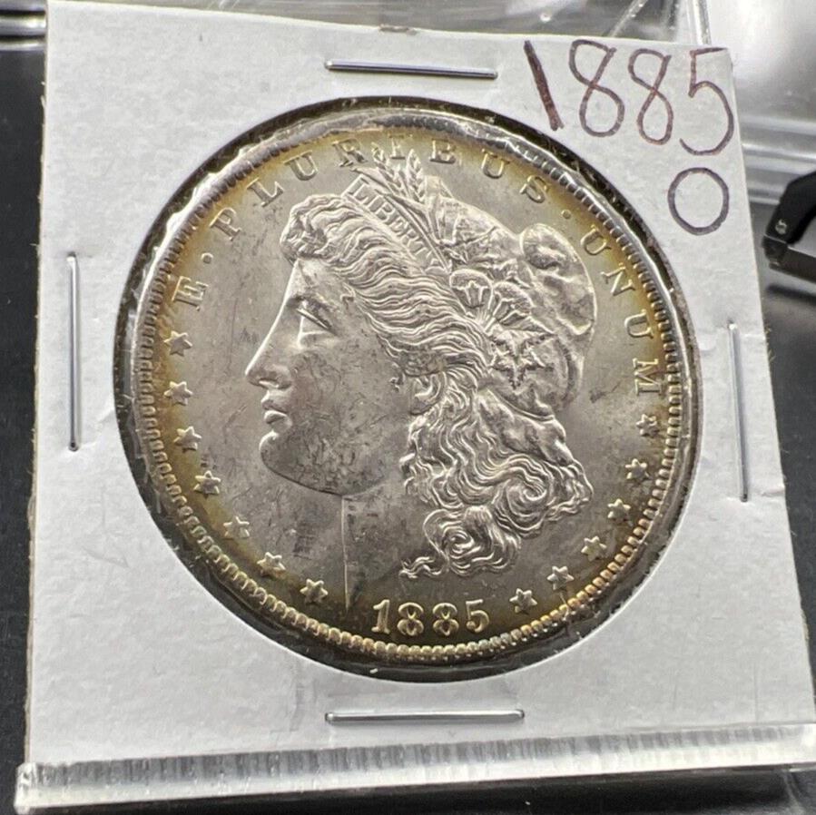 1885 O $1 Morgan Silver Dollar Coin Choice BU UNC Nice Toning Toner