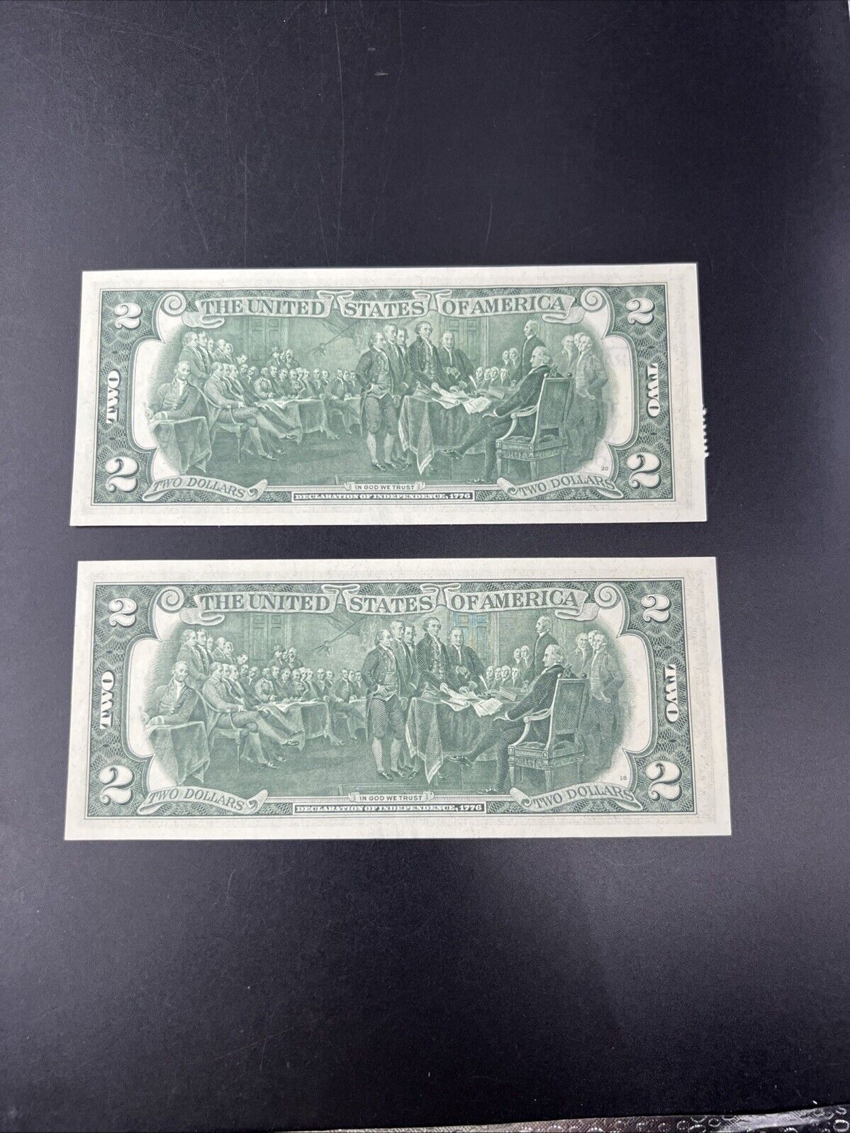 2 Consecutive 1976 $2 Bicentennial Two Dollar Postal Bills CH UNC El Dorado IL B