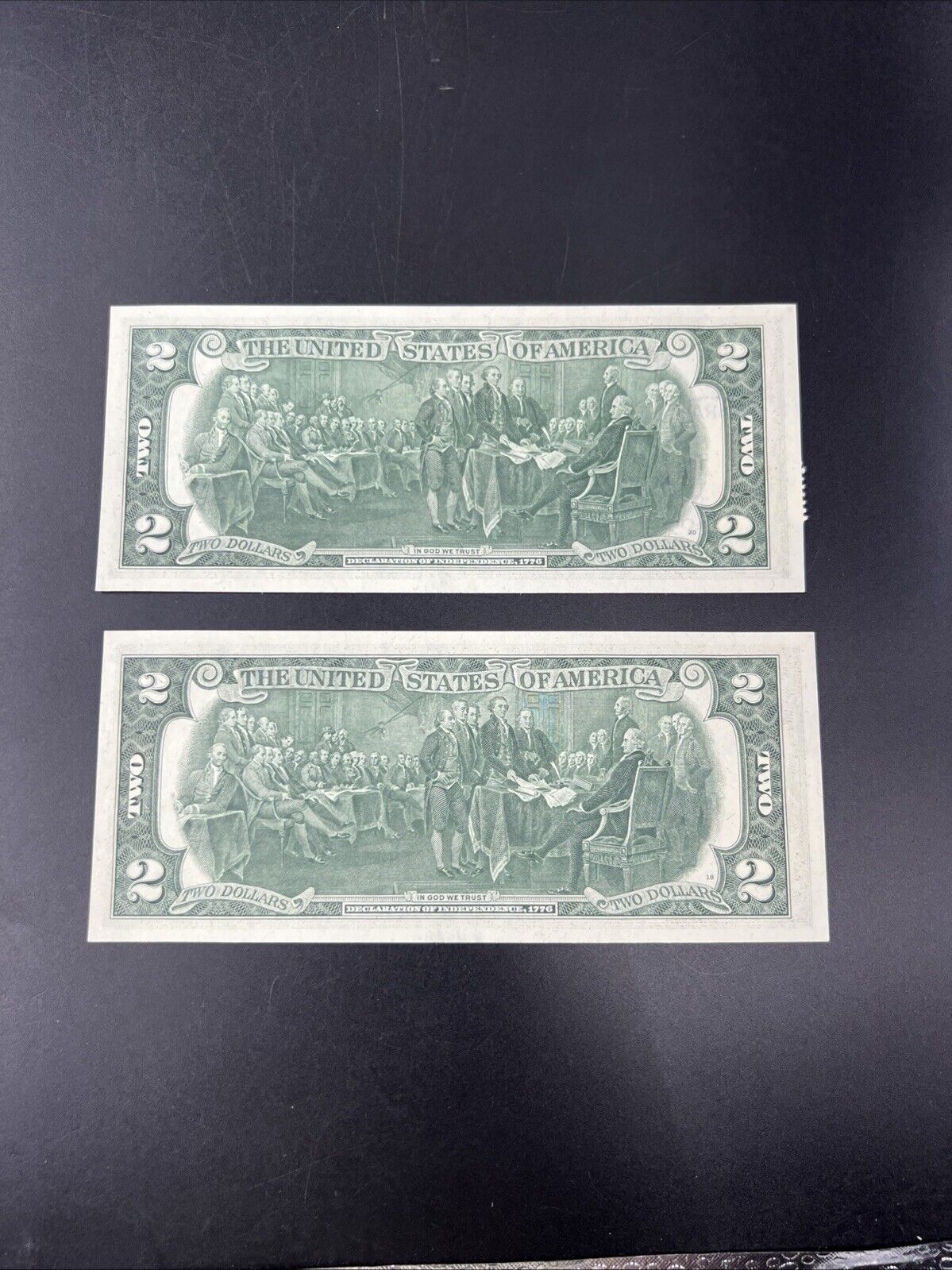 2 Consecutive 1976 $2 Bicentennial Two Dollar Postal Bills CH UNC El Dorado IL B