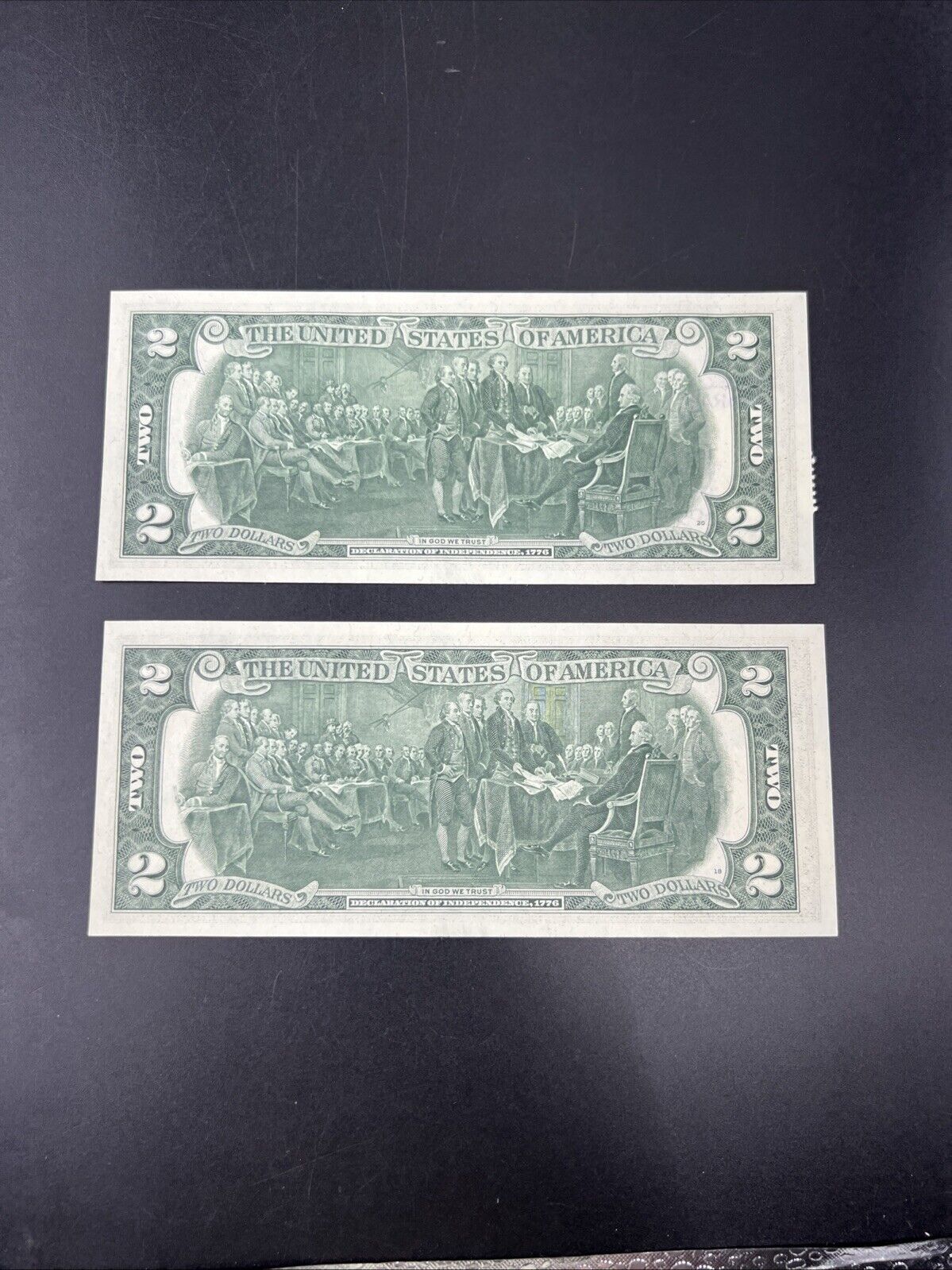 2 Consecutive 1976 $2 Bicentennial Two Dollar Postal Bills CH UNC El Dorado IL B