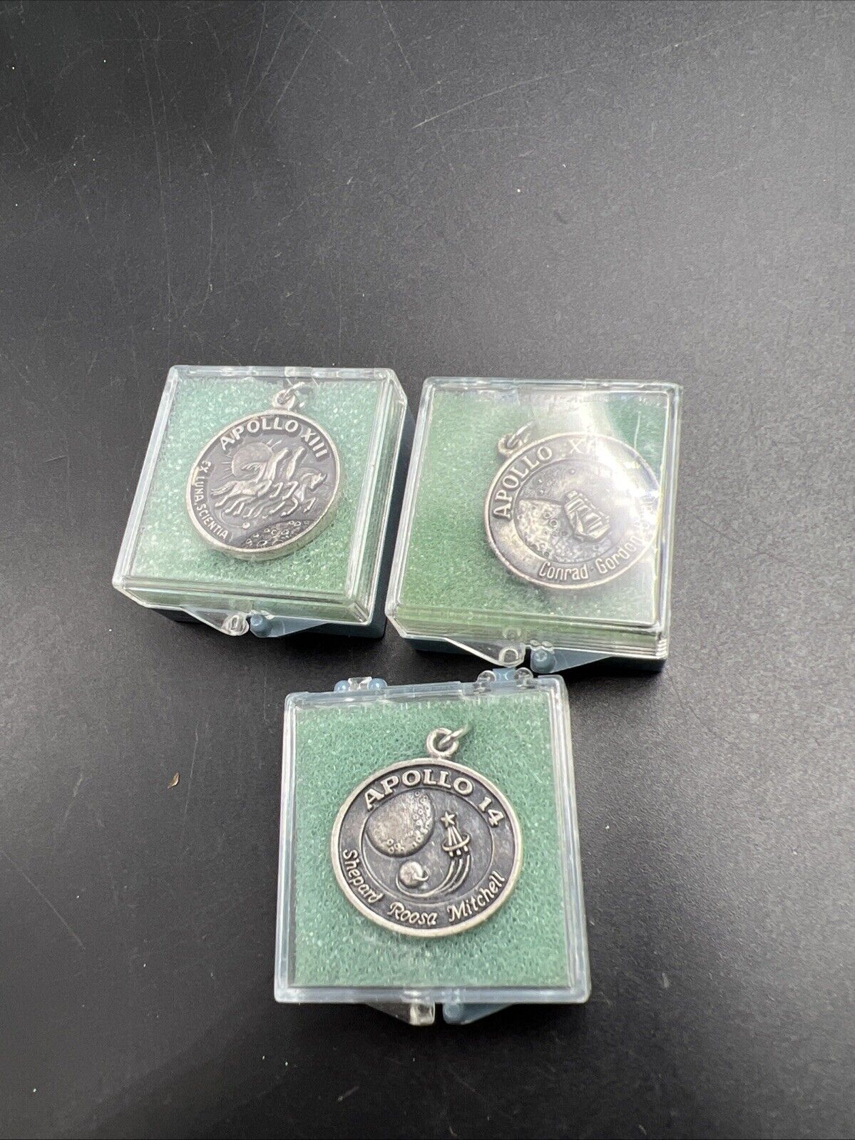 Lot of 3 Apollo 14 Charms in Case