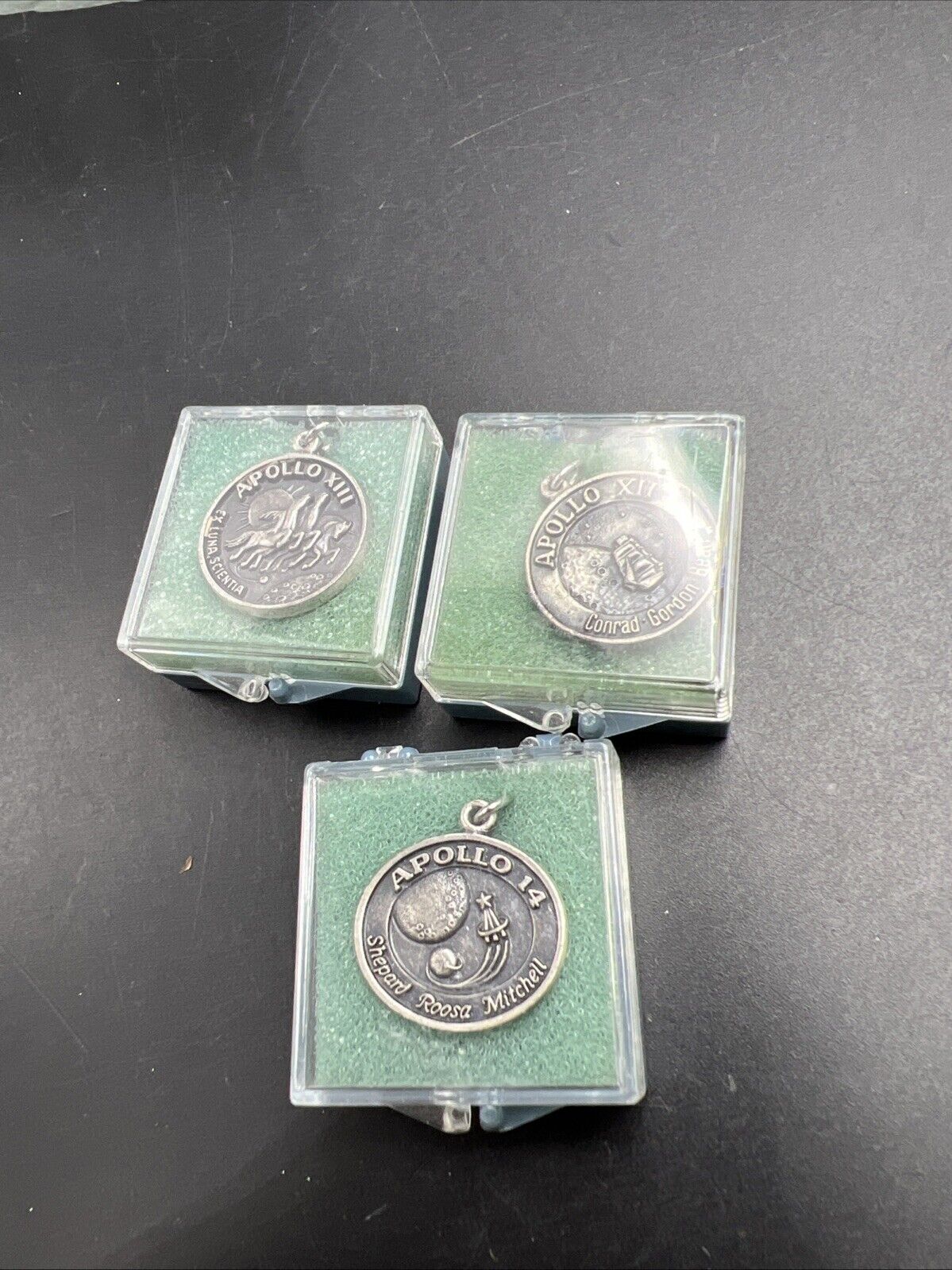 Lot of 3 Apollo 14 Charms in Case