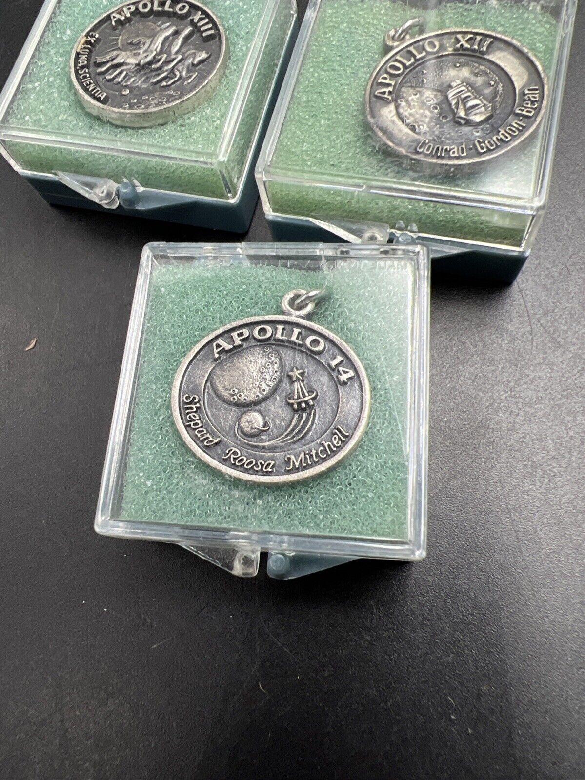 Lot of 3 Apollo 14 Charms in Case