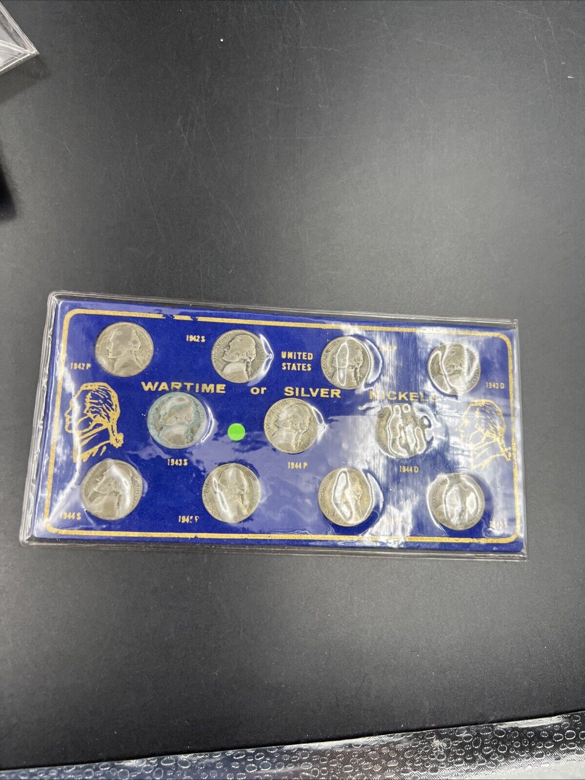1942 1943 1944 1945 Complete 11 Coin US 35% Silver War Nickel Coin Set in Card B
