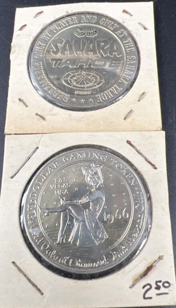Lot of 2 Specimine Proof Strike Casino Tokens Saharah Tahoe & Diamond Jay's LV