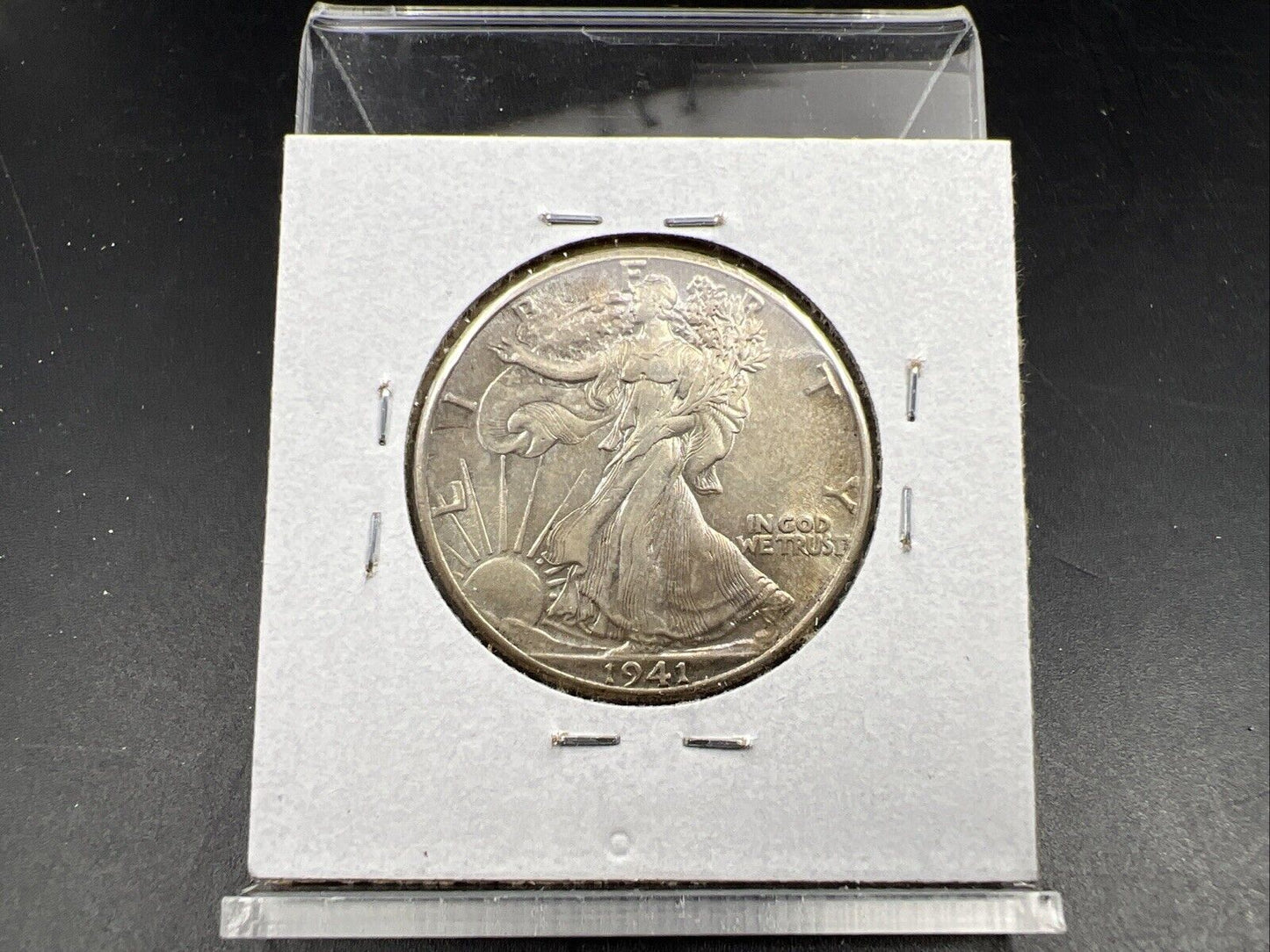 1941 P Walking Liberty Silver Half Dollar Coin AU About UNC Neat Toning Toner