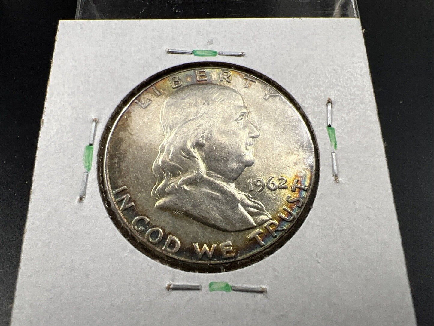 1962 P Franklin Half Dollar Silver Coin XF / AU Neat Toning Toner