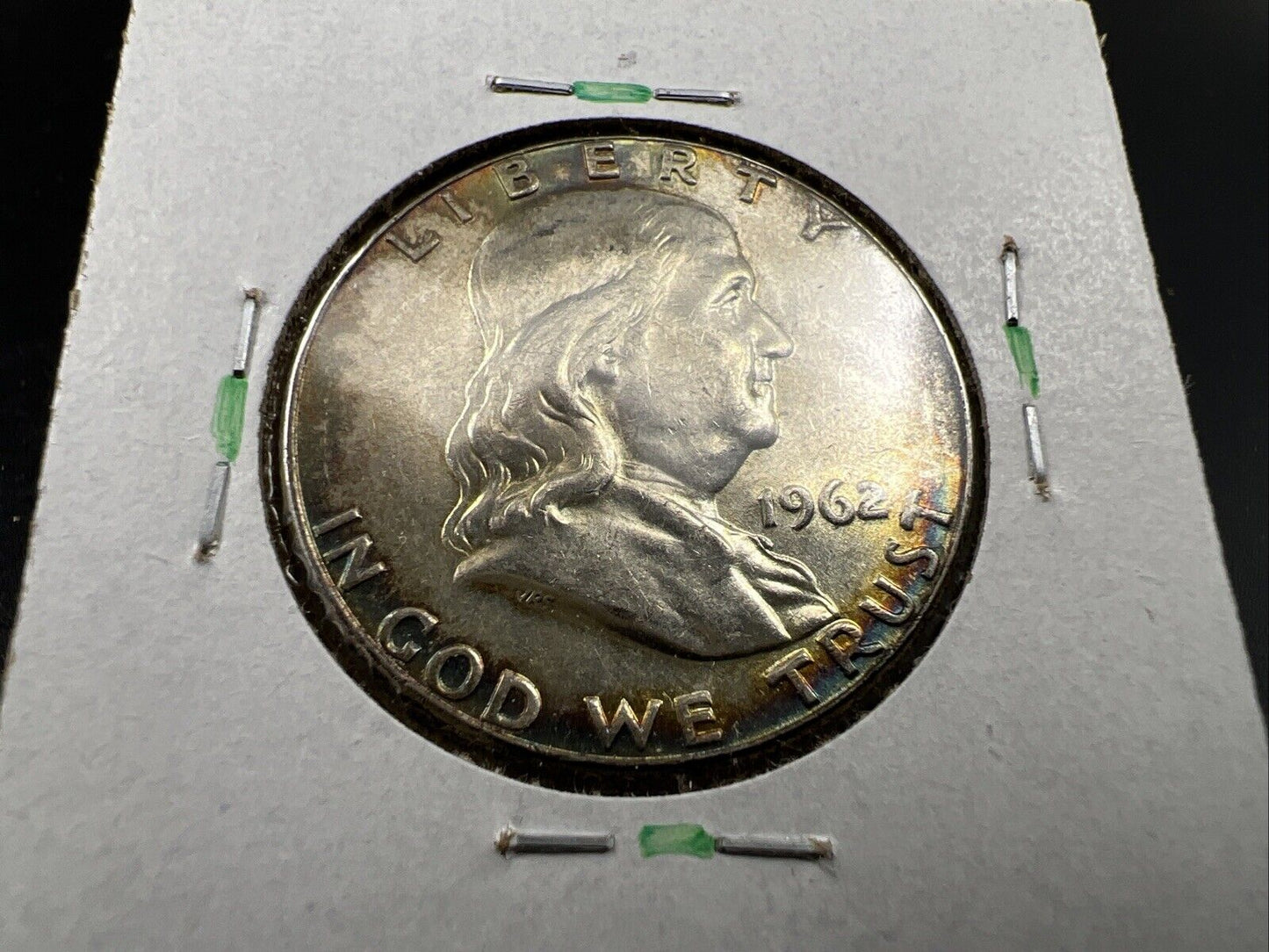 1962 P Franklin Half Dollar Silver Coin XF / AU Neat Toning Toner