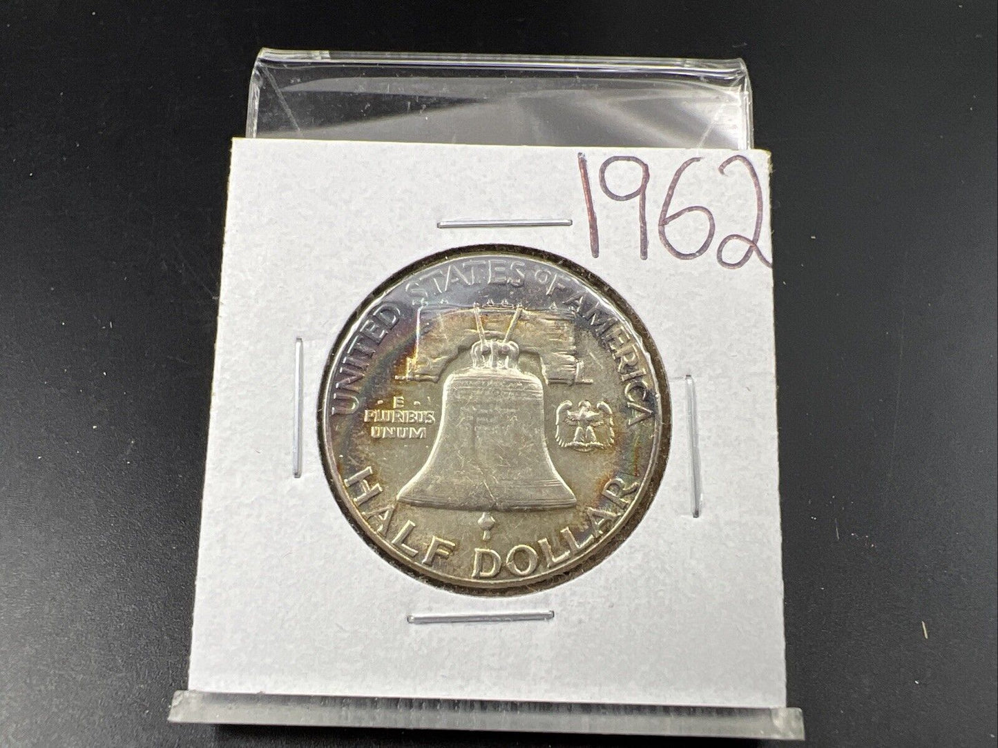 1962 P Franklin Half Dollar Silver Coin XF / AU Neat Toning Toner
