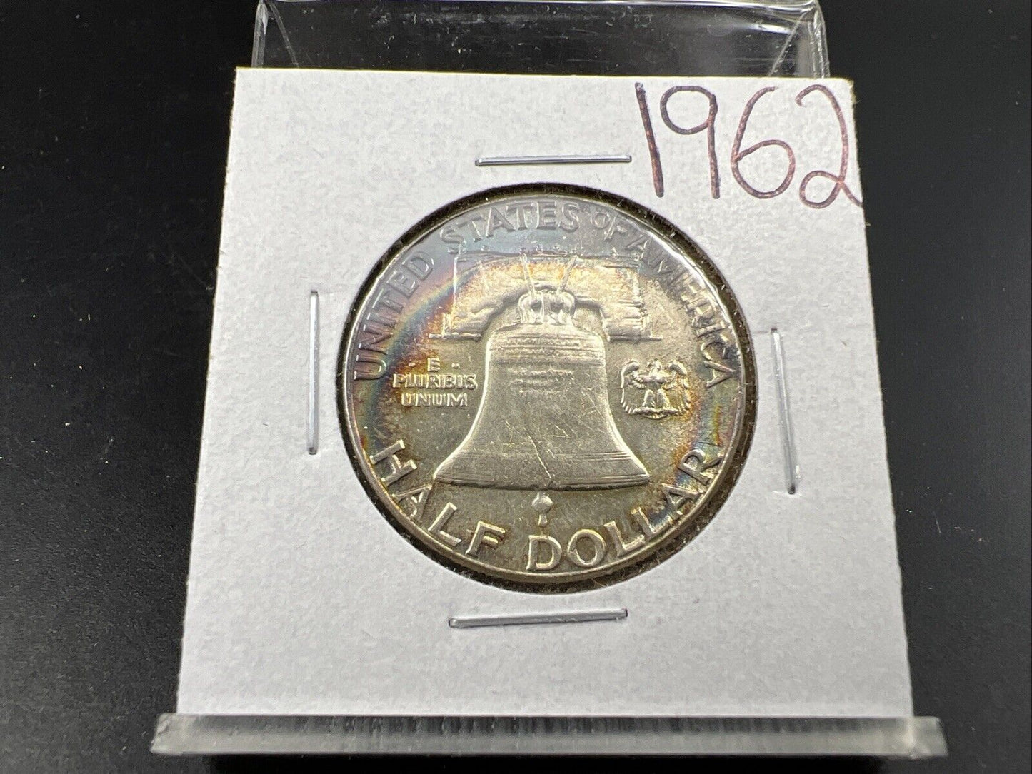 1962 P Franklin Half Dollar Silver Coin XF / AU Neat Toning Toner
