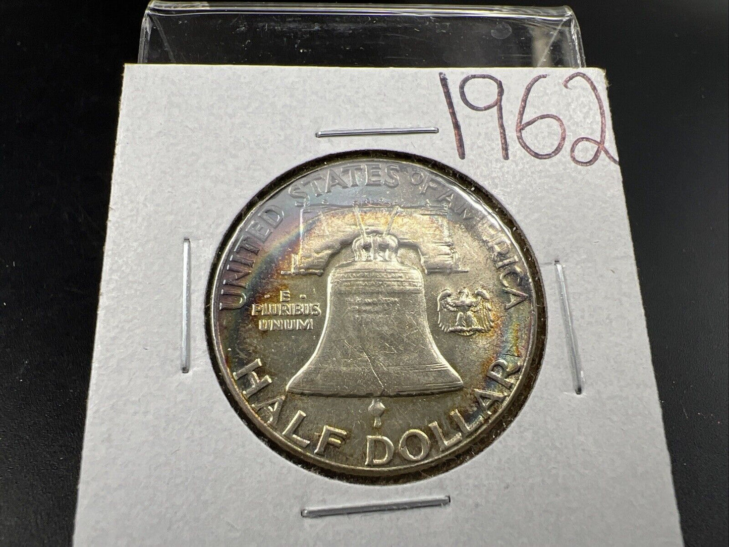 1962 P Franklin Half Dollar Silver Coin XF / AU Neat Toning Toner
