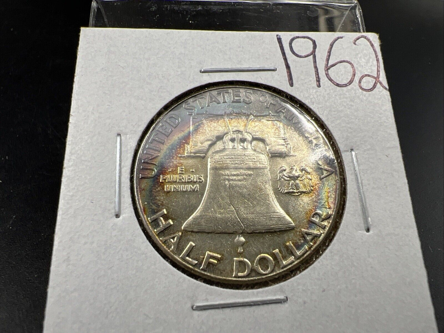1962 P Franklin Half Dollar Silver Coin XF / AU Neat Toning Toner