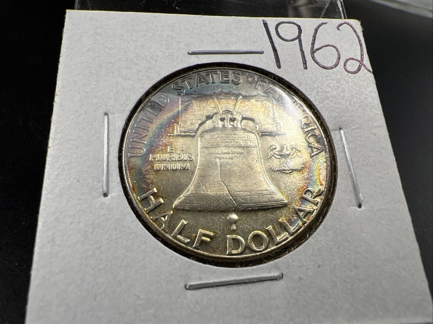 1962 P Franklin Half Dollar Silver Coin XF / AU Neat Toning Toner