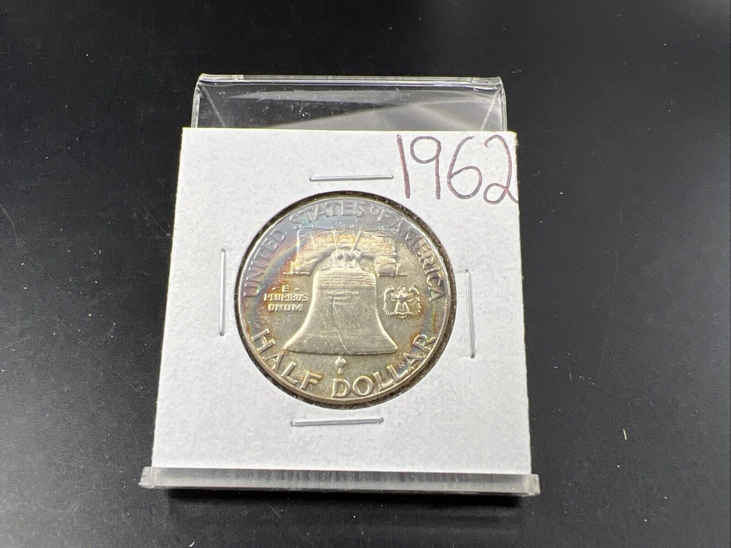 1962 P Franklin Half Dollar Silver Coin XF / AU Neat Toning Toner