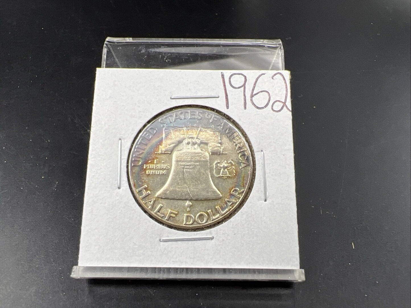 1962 P Franklin Half Dollar Silver Coin XF / AU Neat Toning Toner