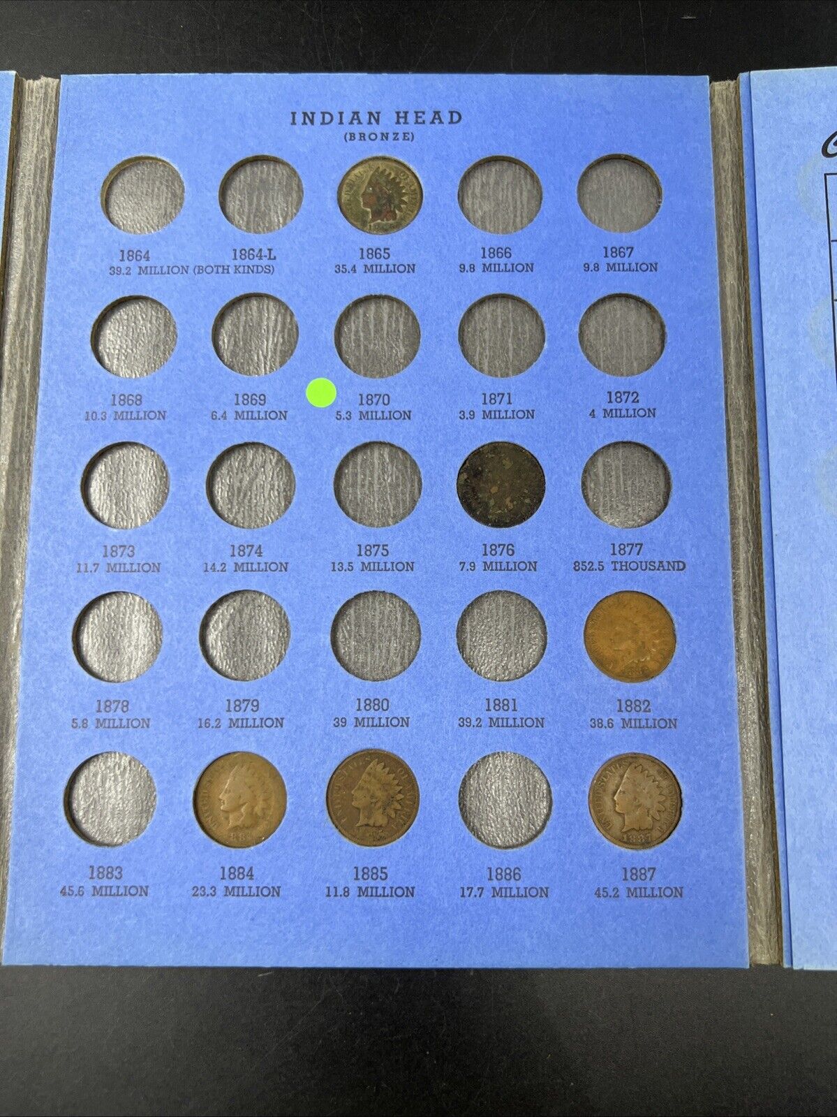 Indian Head Cent Partial Starter Set 1865 - 1909 27 Circ Coins in Whitman Folder