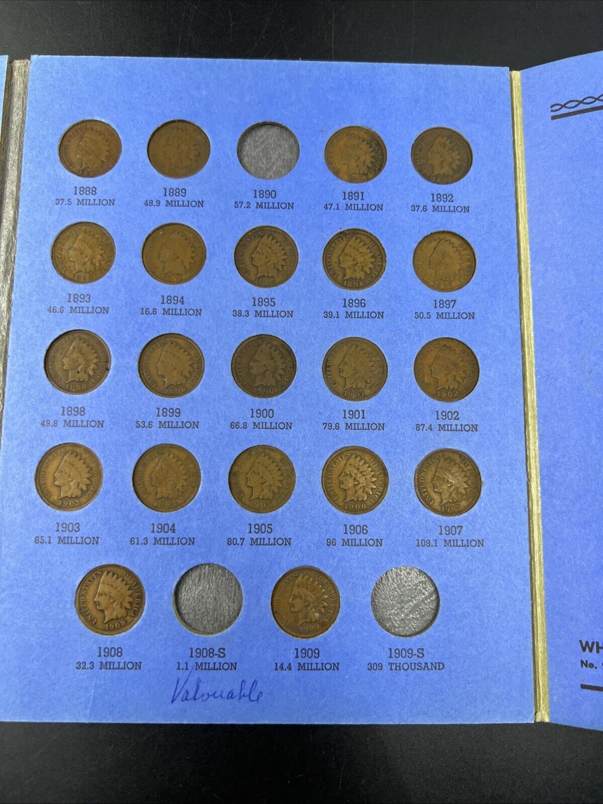 Indian Head Cent Partial Starter Set 1865 - 1909 27 Circ Coins in Whitman Folder