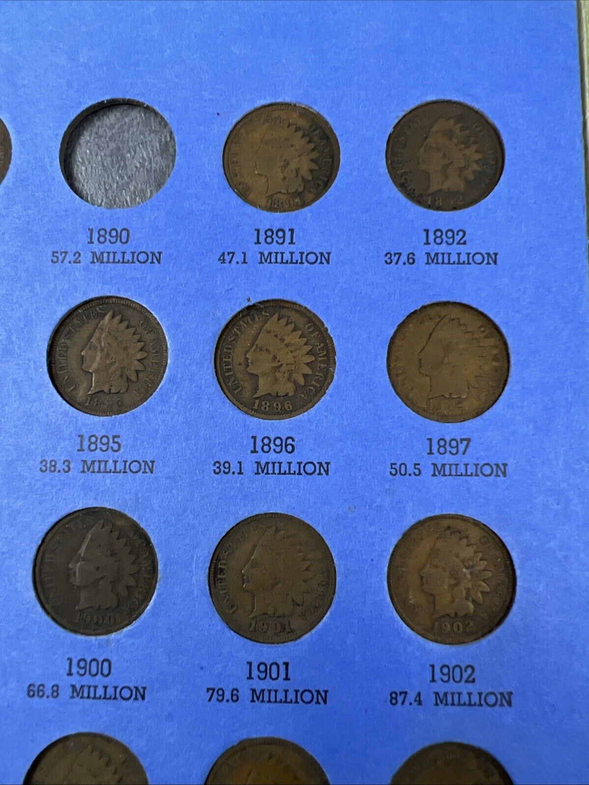 Indian Head Cent Partial Starter Set 1865 - 1909 27 Circ Coins in Whitman Folder
