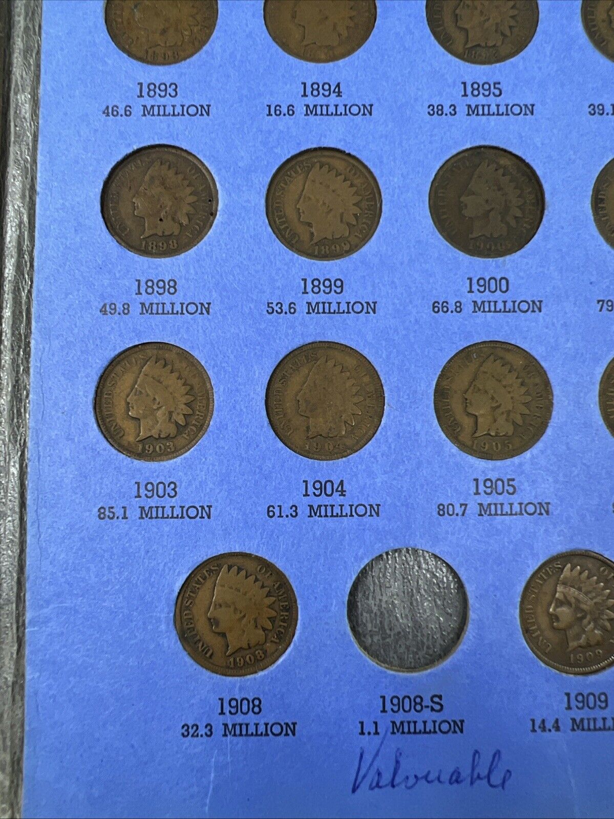 Indian Head Cent Partial Starter Set 1865 - 1909 27 Circ Coins in Whitman Folder