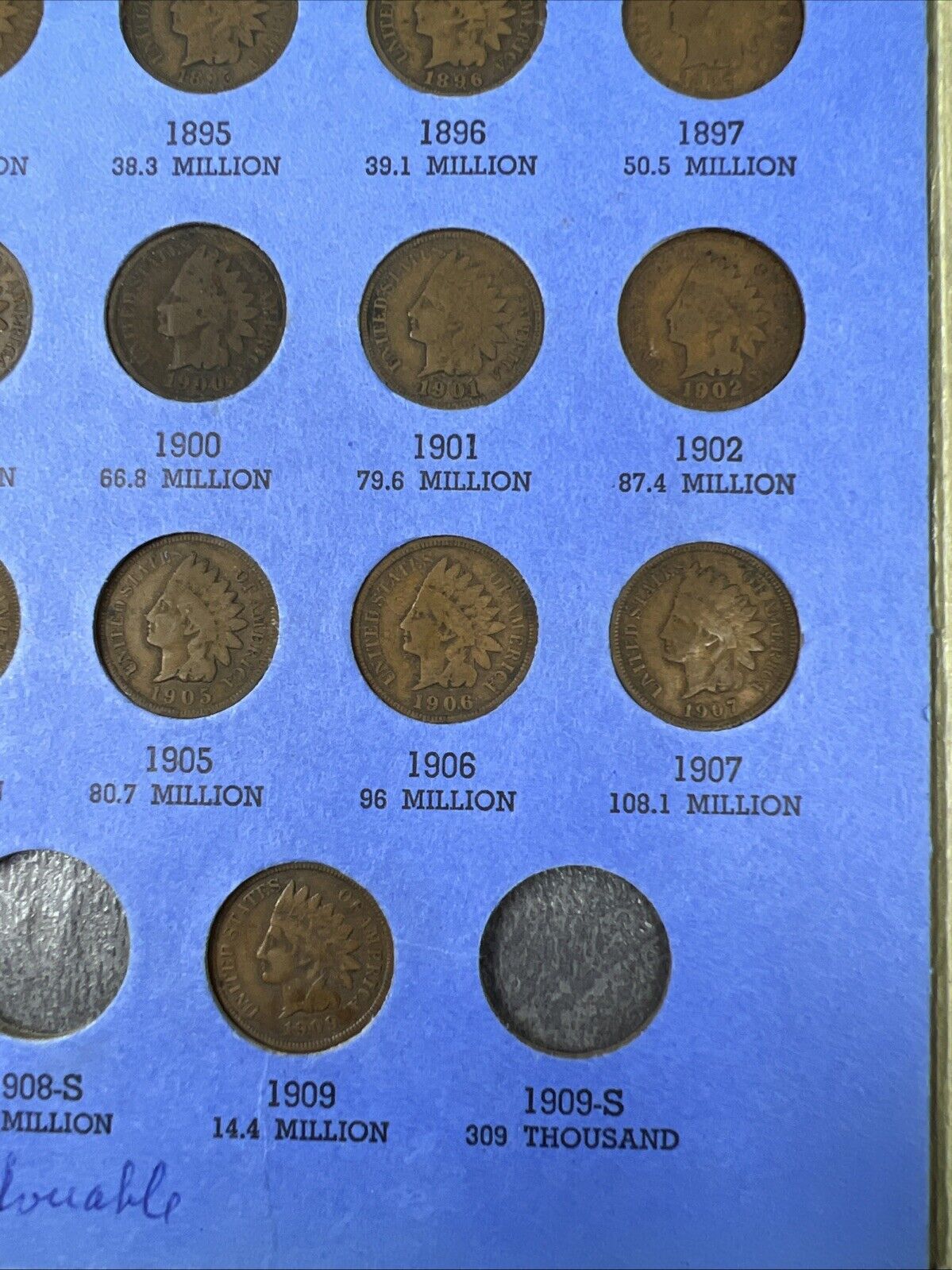 Indian Head Cent Partial Starter Set 1865 - 1909 27 Circ Coins in Whitman Folder