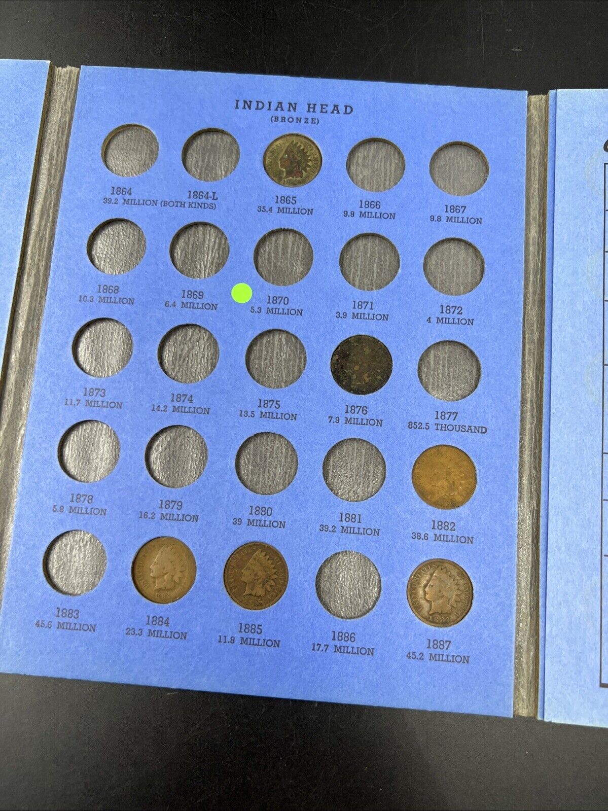 Indian Head Cent Partial Starter Set 1865 - 1909 27 Circ Coins in Whitman Folder
