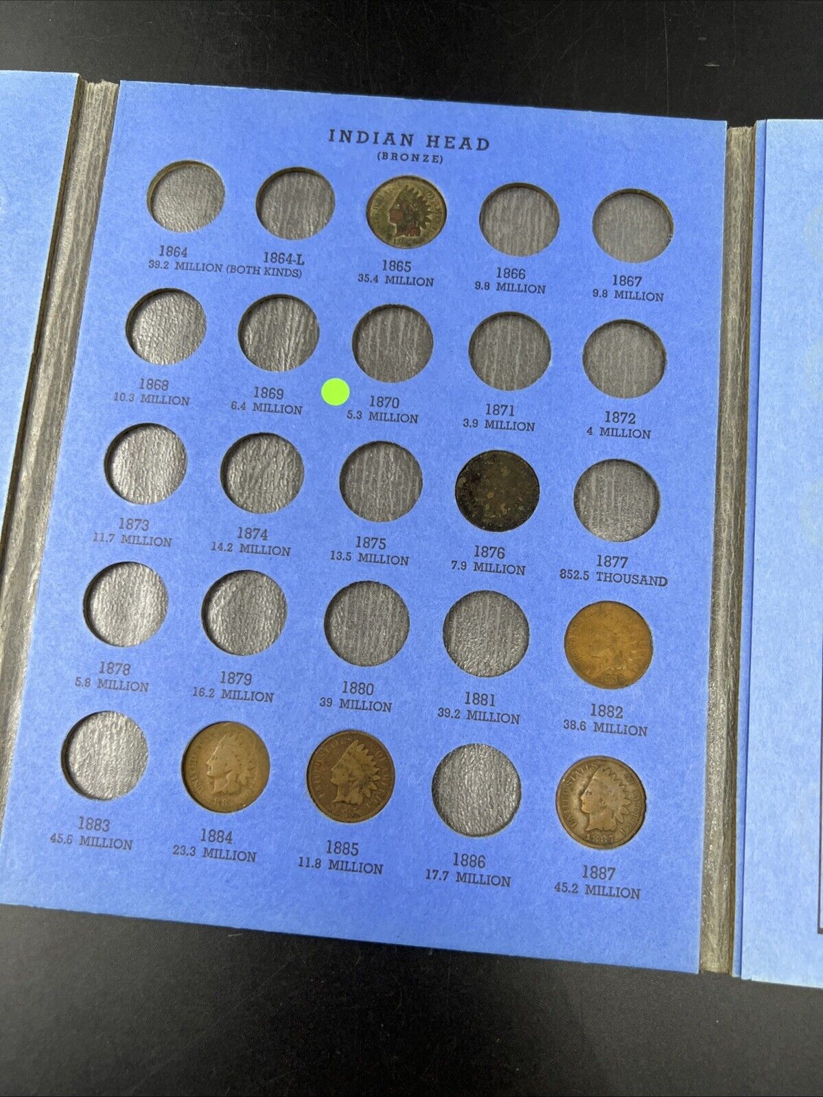 Indian Head Cent Partial Starter Set 1865 - 1909 27 Circ Coins in Whitman Folder
