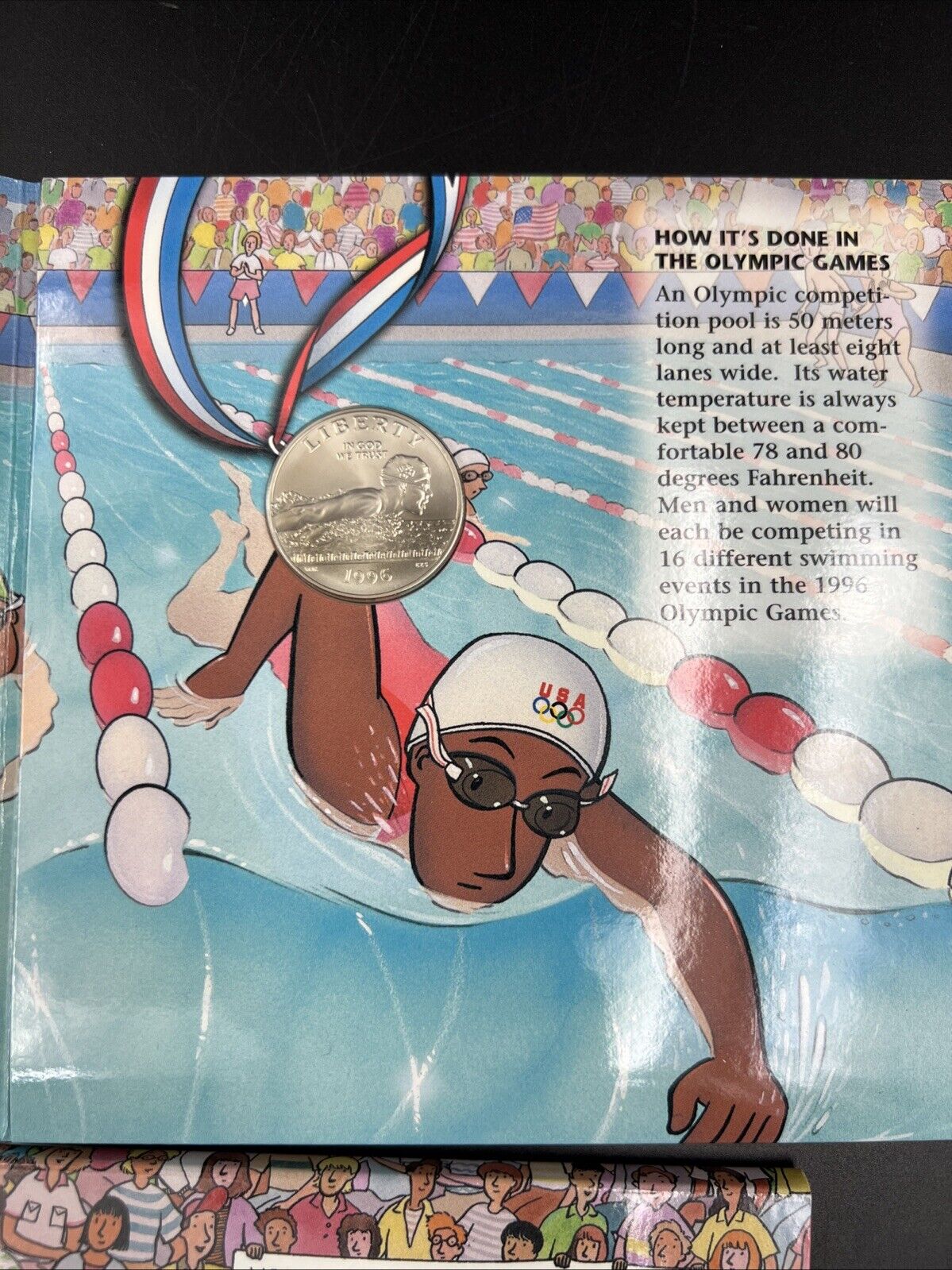 1996 Swimming Swimmer Coin Atlanta Half Dollar Young Collector’s Edition OGP