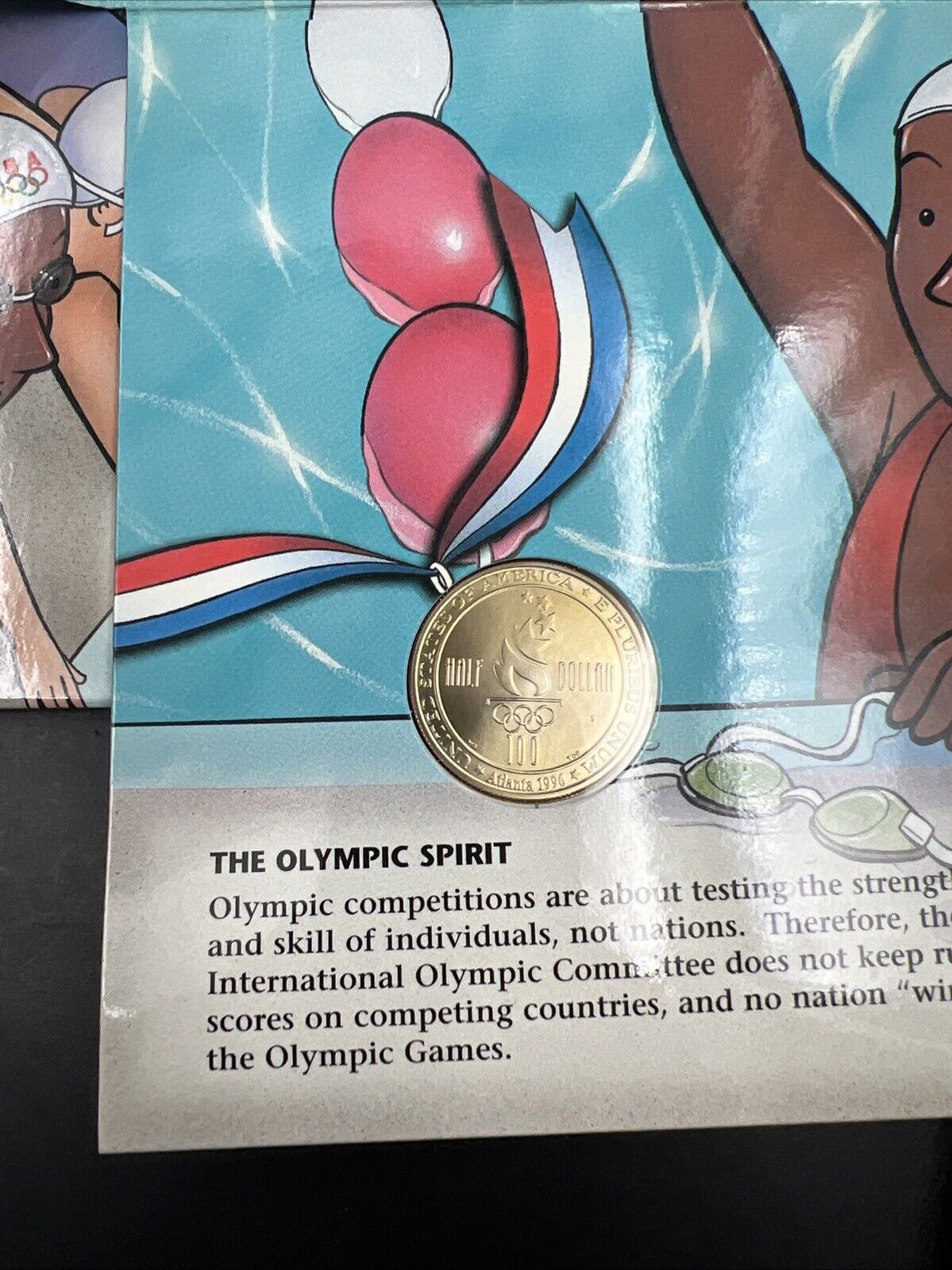 1996 Swimming Swimmer Coin Atlanta Half Dollar Young Collector’s Edition OGP