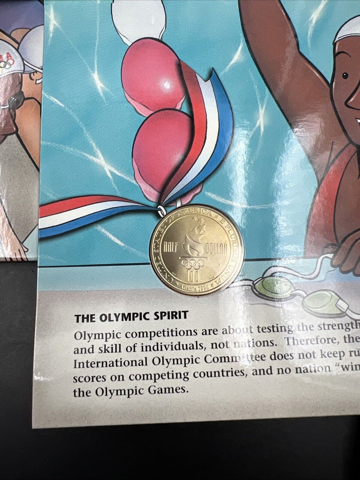 1996 Swimming Swimmer Coin Atlanta Half Dollar Young Collector’s Edition OGP