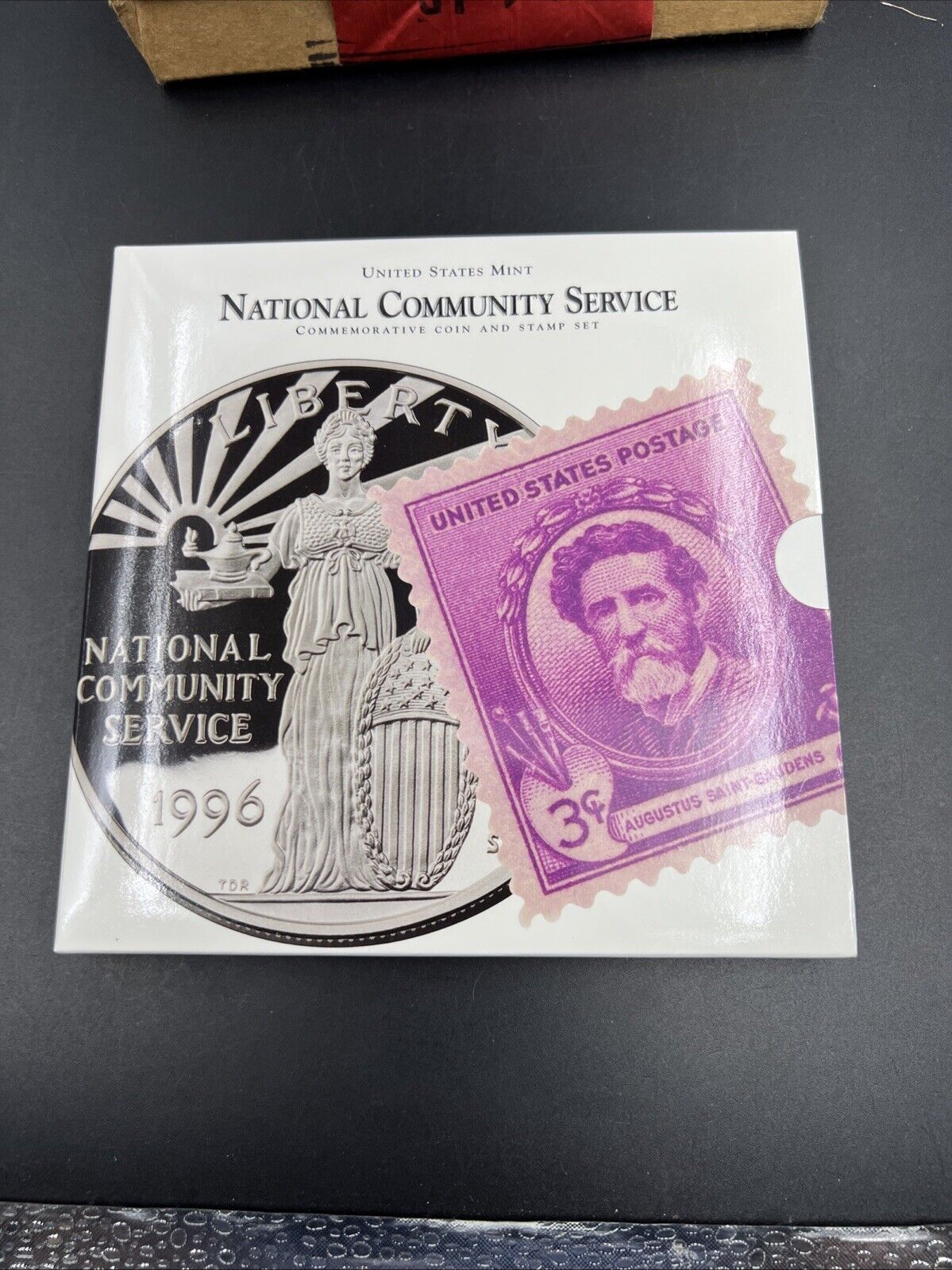 1996 National Community Service Proof Silver Dollar and Stamp Set Nice OGP