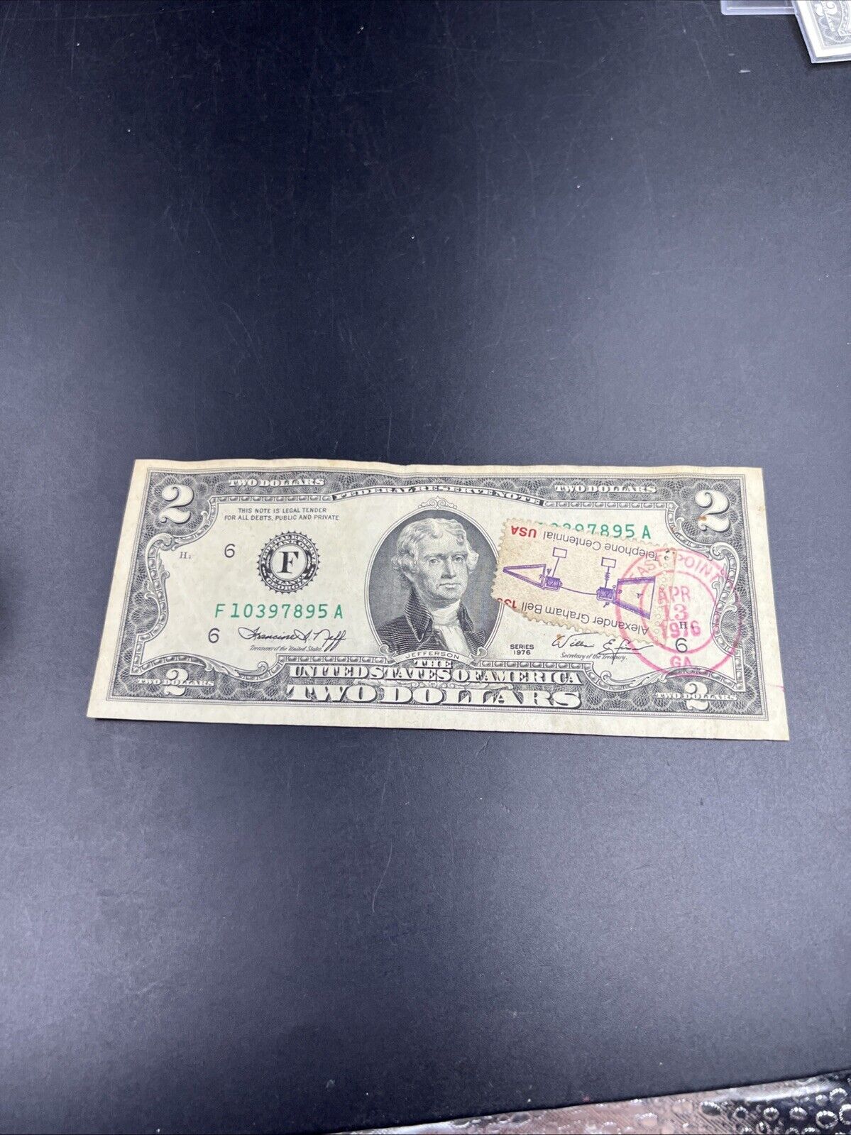 1976 $2 FRN Two Dollar Federal Reserve Postal Note East Point GA Fine Circulated