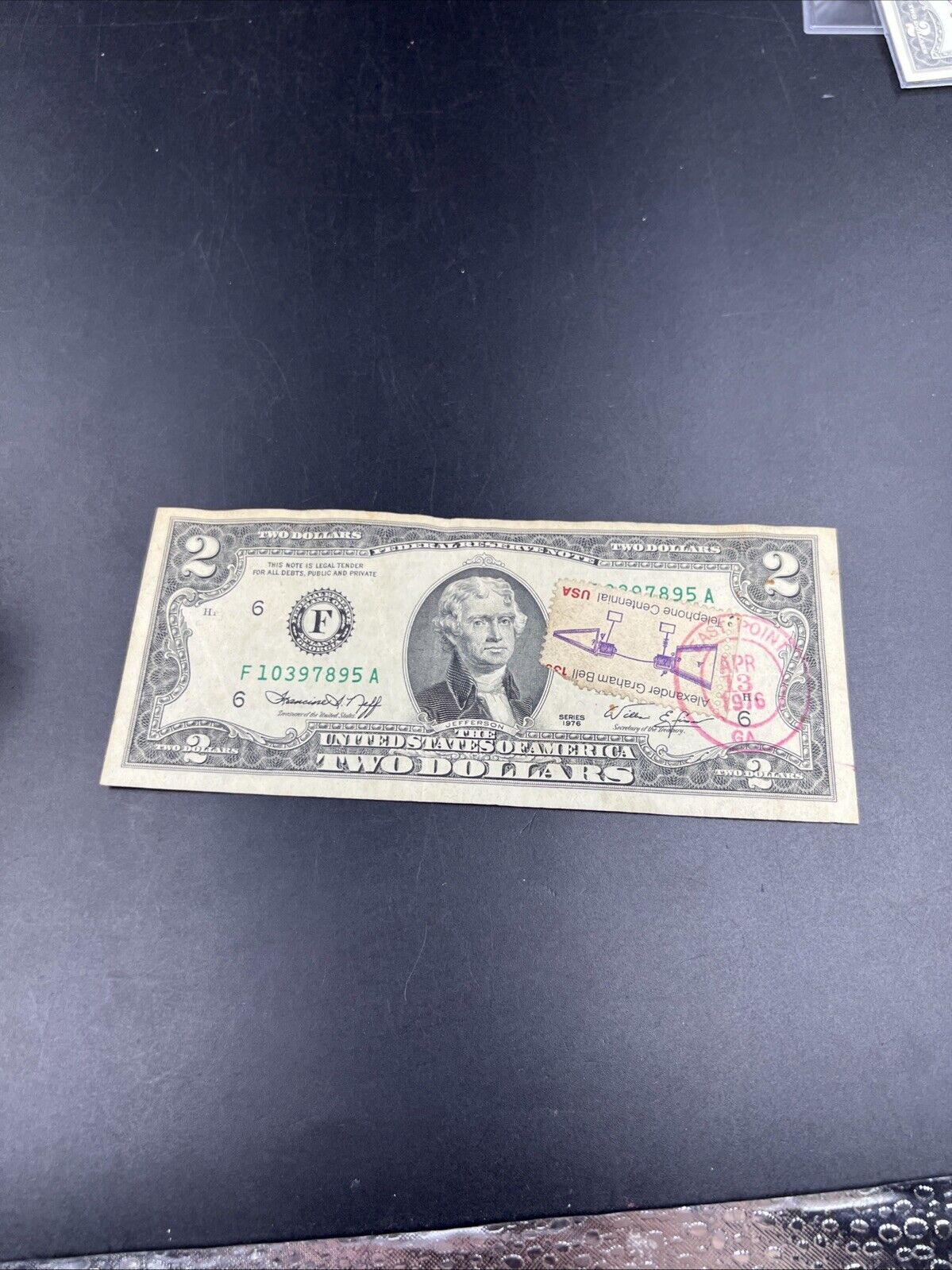 1976 $2 FRN Two Dollar Federal Reserve Postal Note East Point GA Fine Circulated