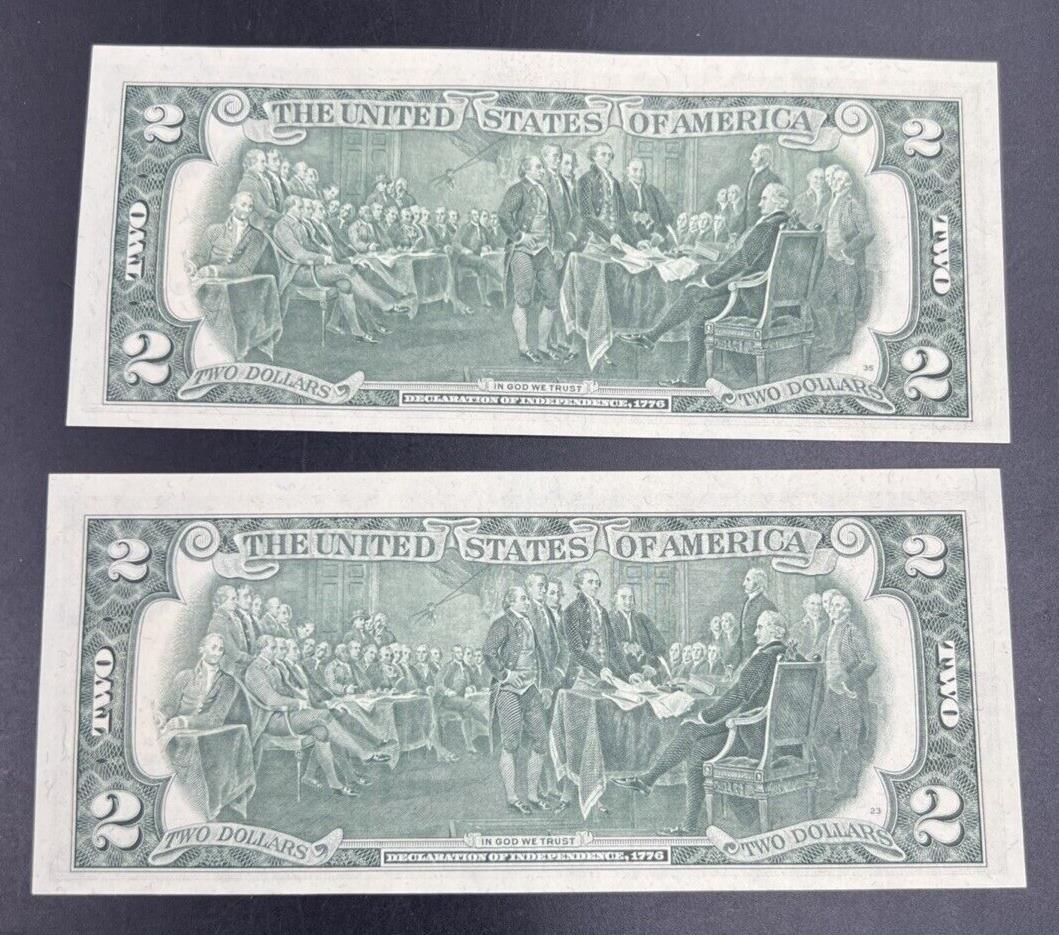 2 Consecutive 1976 FRN Two Dollar Federal Reserve Postal Notes UNC Atlanta GA #9