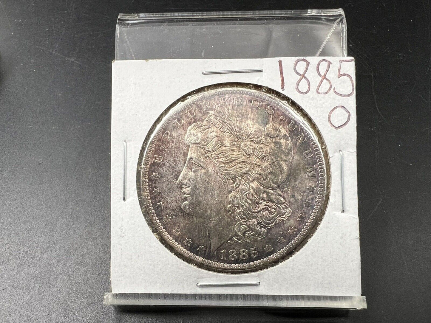 1885 O $1 Morgan Silver Dollar Coin PQ OBV Obverse Toning Toner BU UNC