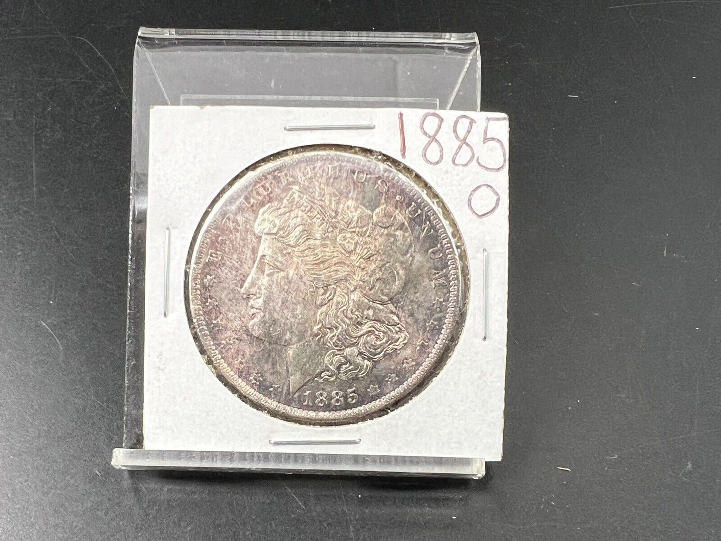 1885 O $1 Morgan Silver Dollar Coin PQ OBV Obverse Toning Toner BU UNC